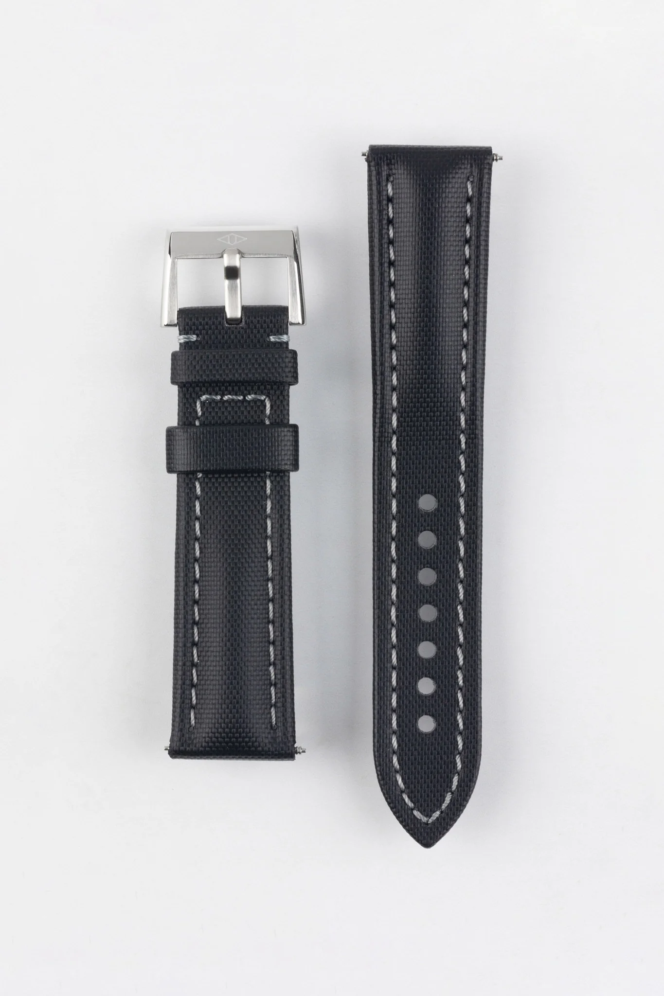 Artem Straps Classic Black Sailcloth Watch Strap with Grey Stitching