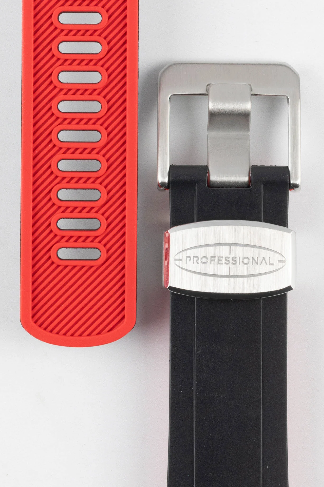 CRAFTER BLUE CB10 Rubber Watch Strap for Seiko 5 Sports Series – BLACK & RED with Rubber & Steel Keepers - Image 3