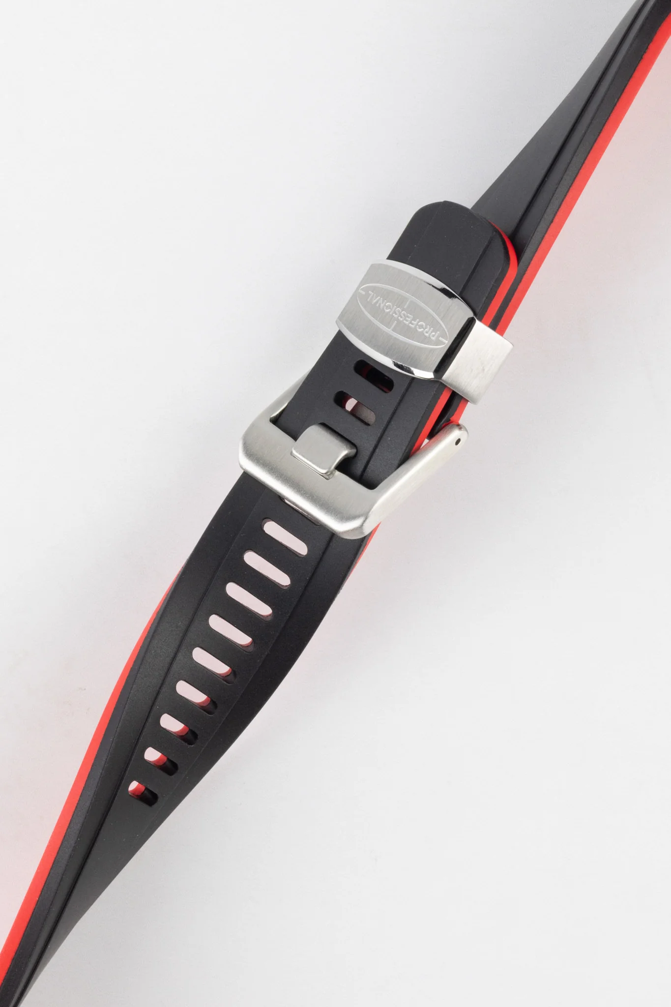 CRAFTER BLUE CB10 Rubber Watch Strap for Seiko 5 Sports Series – BLACK & RED with Rubber & Steel Keepers - Image 4