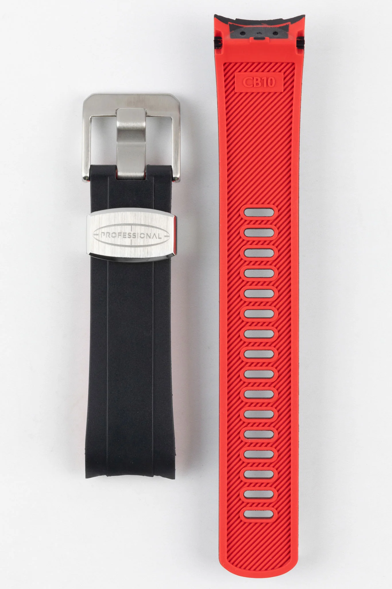 CRAFTER BLUE CB10 Rubber Watch Strap for Seiko 5 Sports Series – BLACK & RED with Rubber & Steel Keepers - Image 7