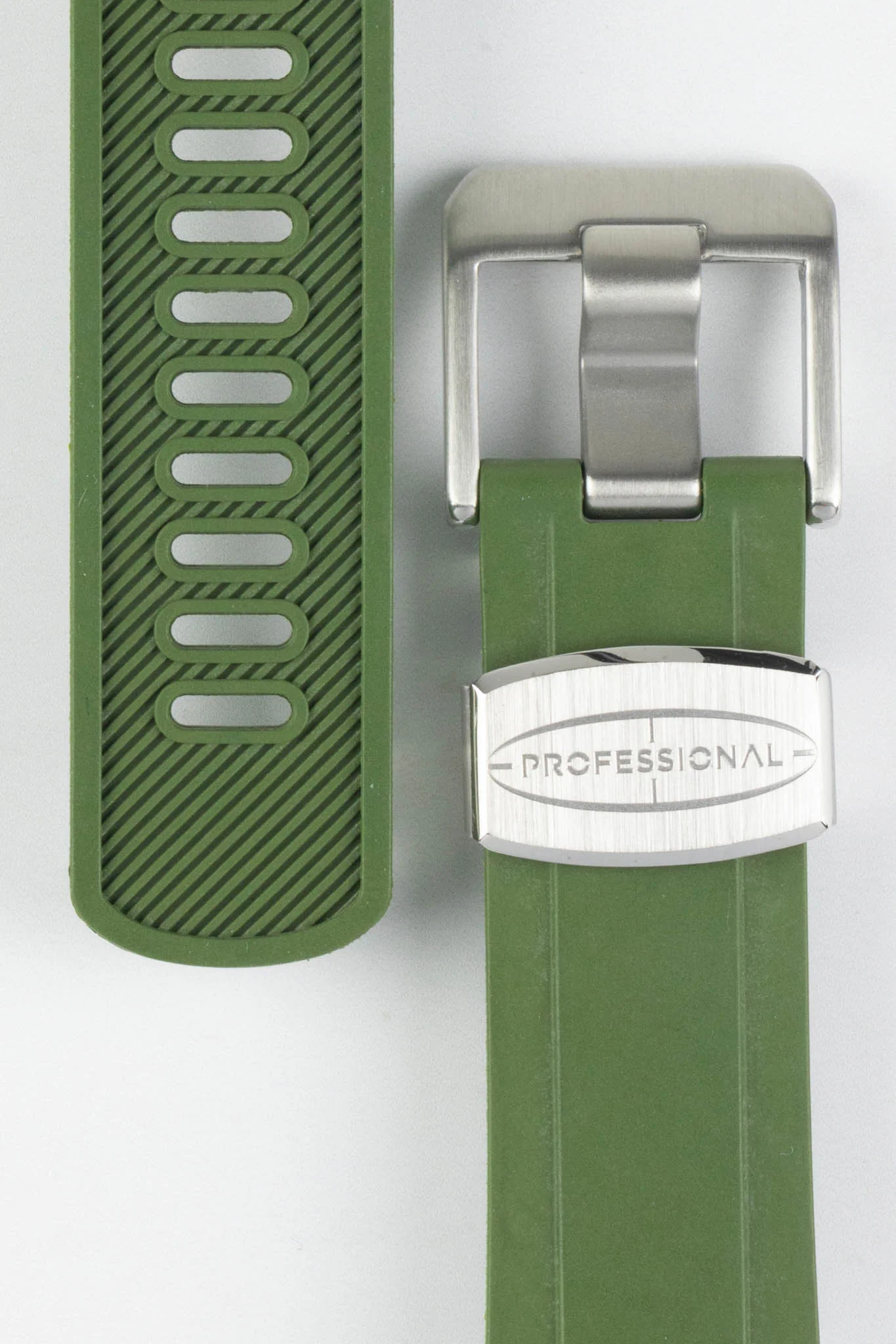 CRAFTER BLUE CB10 Rubber Watch Strap for Seiko 5 Sports Series – GREEN with Rubber & Steel Keepers - Image 2