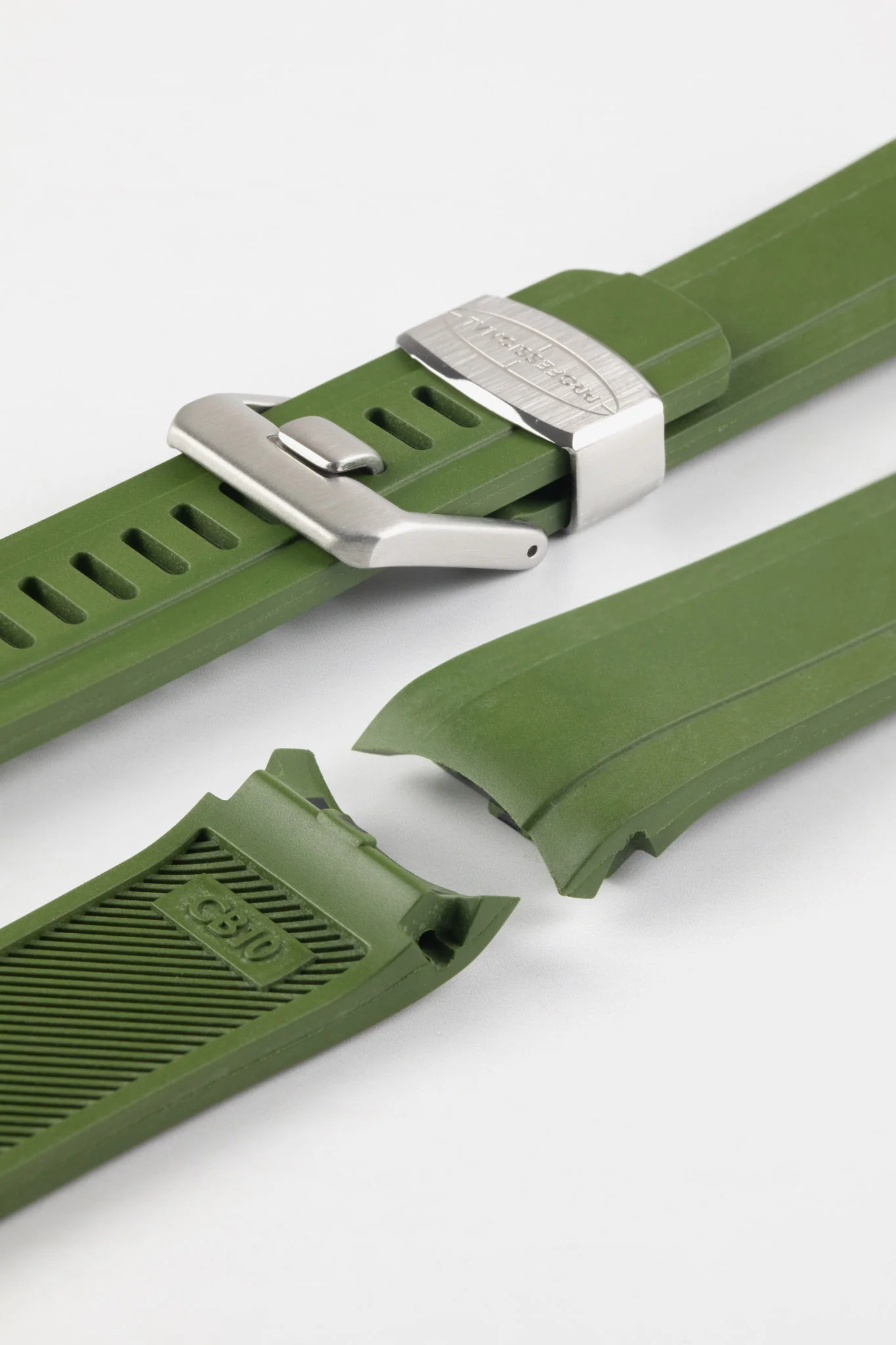 CRAFTER BLUE CB10 Rubber Watch Strap for Seiko 5 Sports Series – GREEN with Rubber & Steel Keepers - Image 4