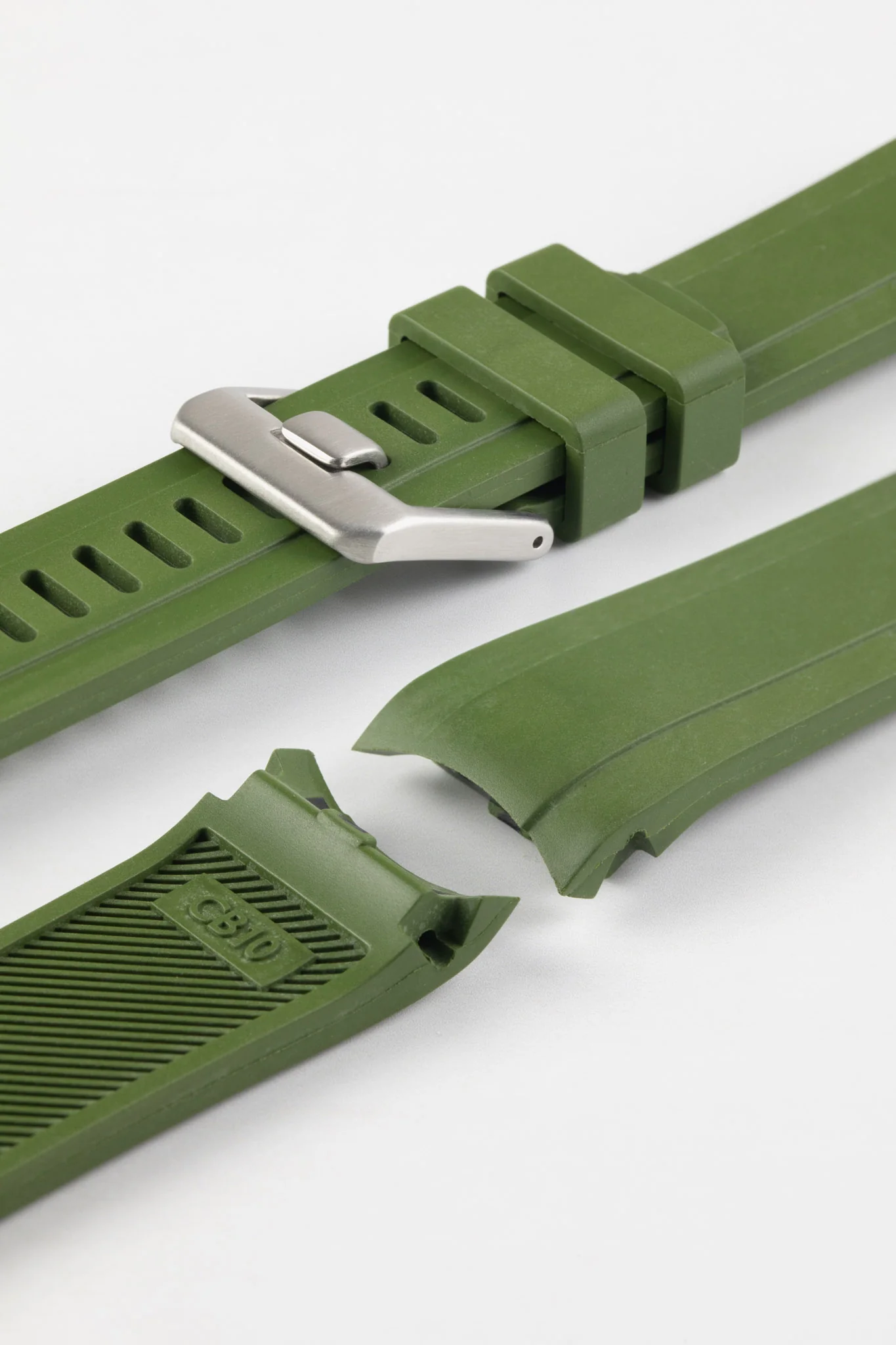 CRAFTER BLUE CB10 Rubber Watch Strap for Seiko 5 Sports Series – GREEN with Rubber & Steel Keepers - Image 5