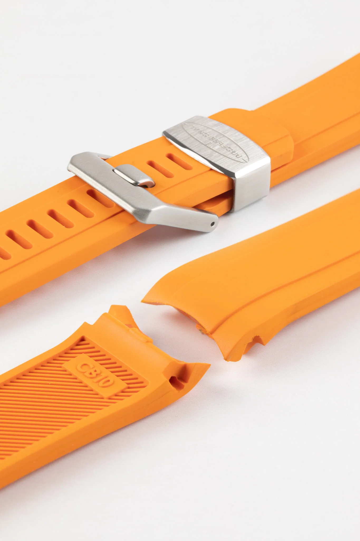 CRAFTER BLUE CB10 Rubber Watch Strap for Seiko 5 Sports Series – ORANGE with Rubber & Steel Keepers - Image 4