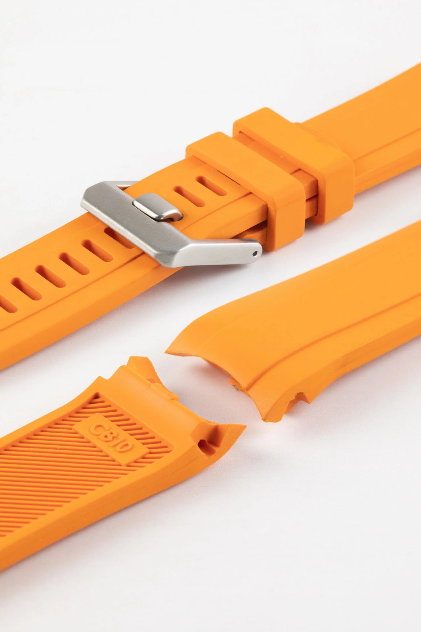 CRAFTER BLUE CB10 Rubber Watch Strap for Seiko 5 Sports Series – ORANGE with Rubber & Steel Keepers - Image 5