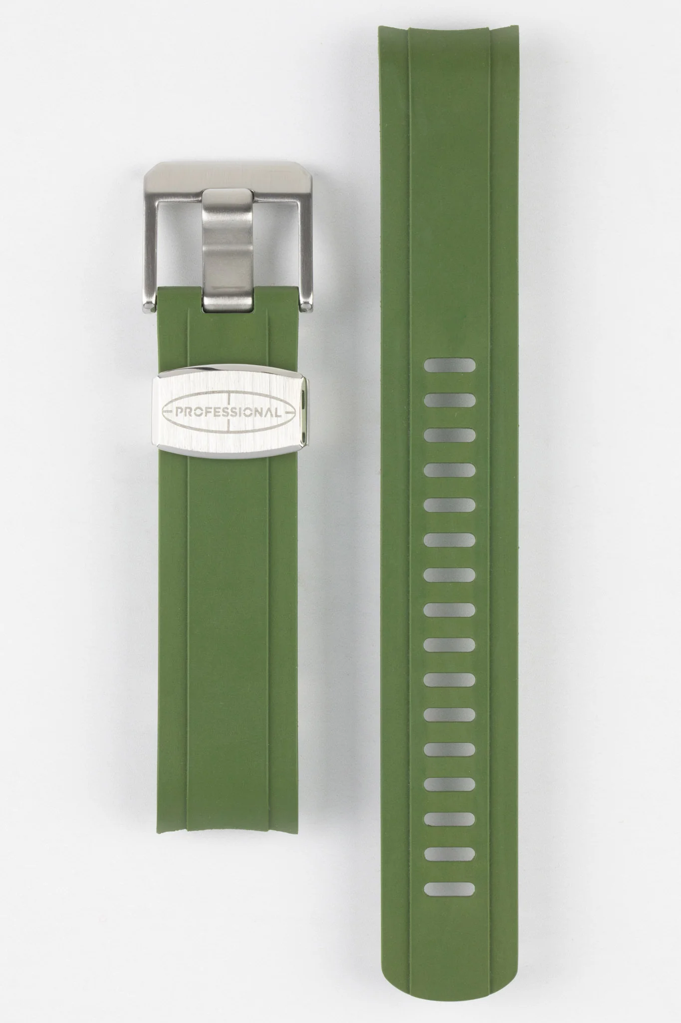 CRAFTER BLUE CB13 Rubber Watch Strap for Seiko MM200 Series – GREEN with Rubber Keepers - Image 7