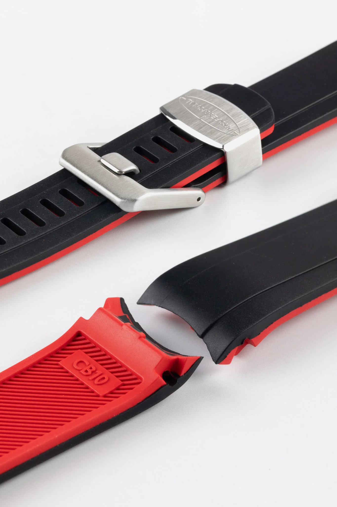 CRAFTER BLUE CB10 Rubber Watch Strap for Seiko SKX Series – BLACK & RED with Rubber & Steel Keepers - Image 5