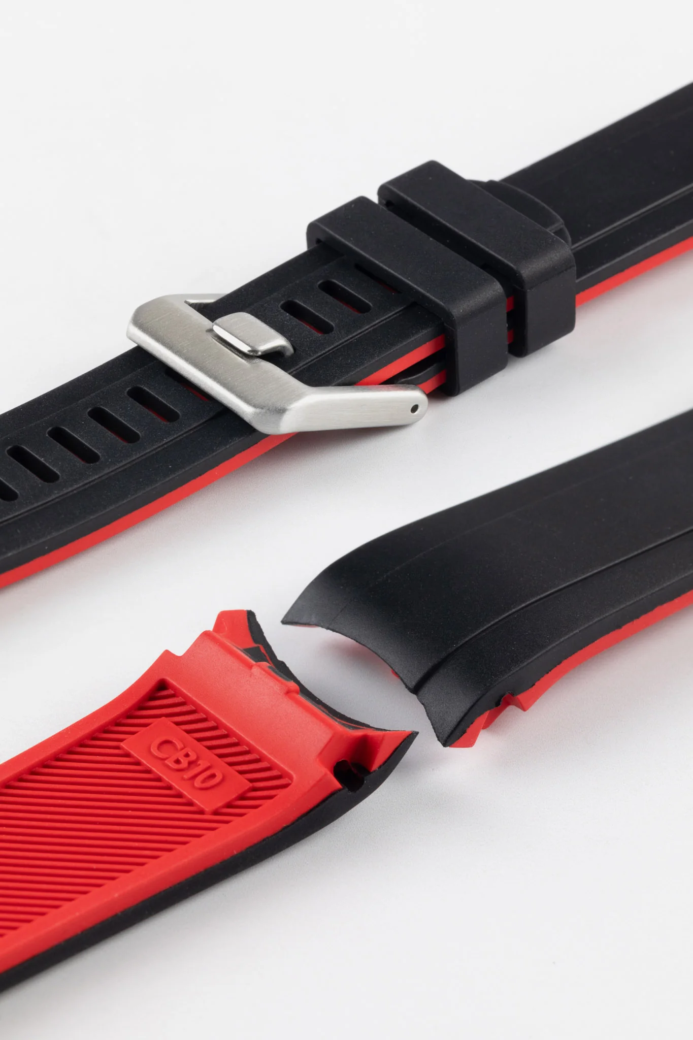 CRAFTER BLUE CB10 Rubber Watch Strap for Seiko SKX Series – BLACK & RED with Rubber & Steel Keepers - Image 6