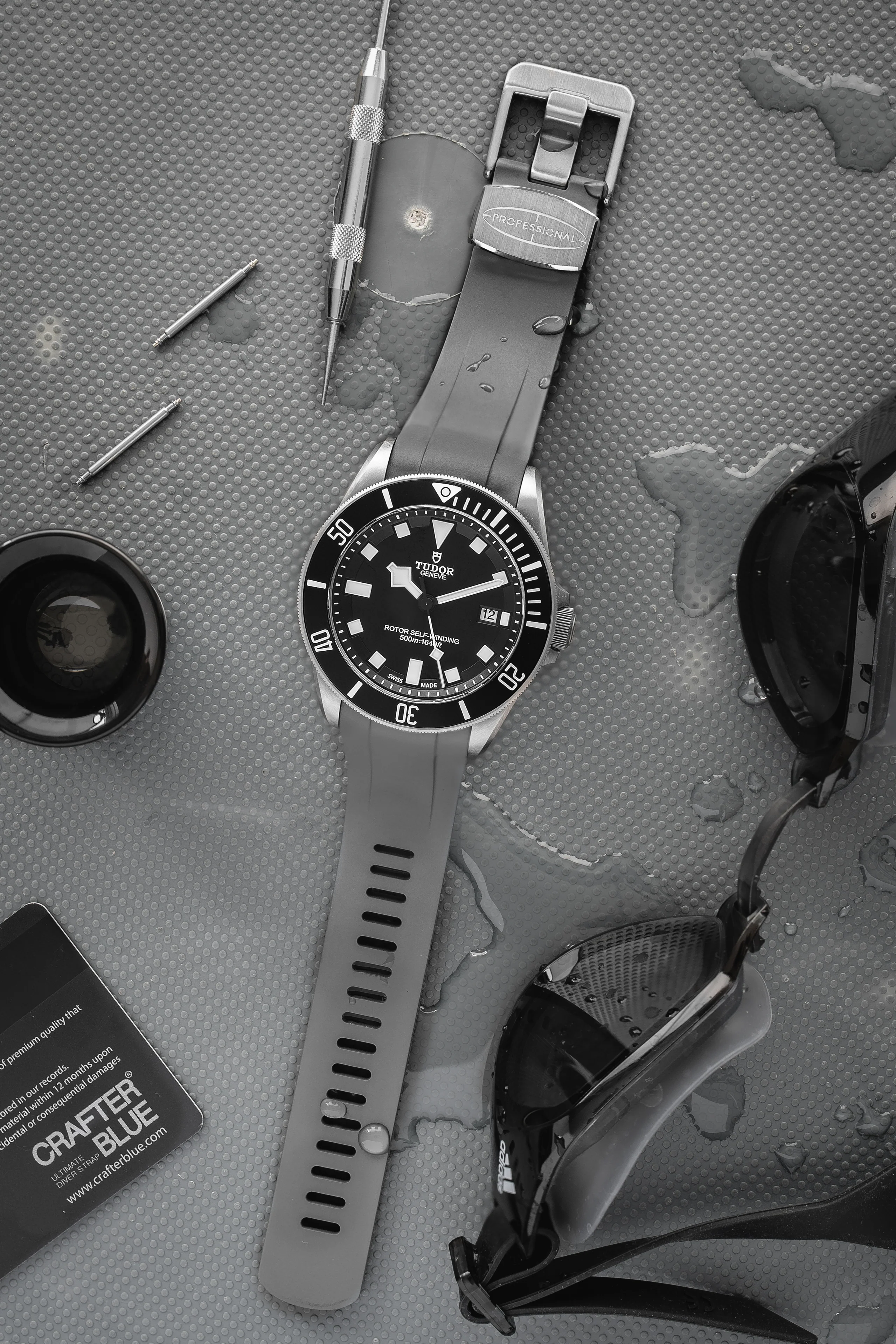CRAFTER BLUE TD02 Rubber Watch Strap for Tudor Pelagos Series – GREY - Image 2