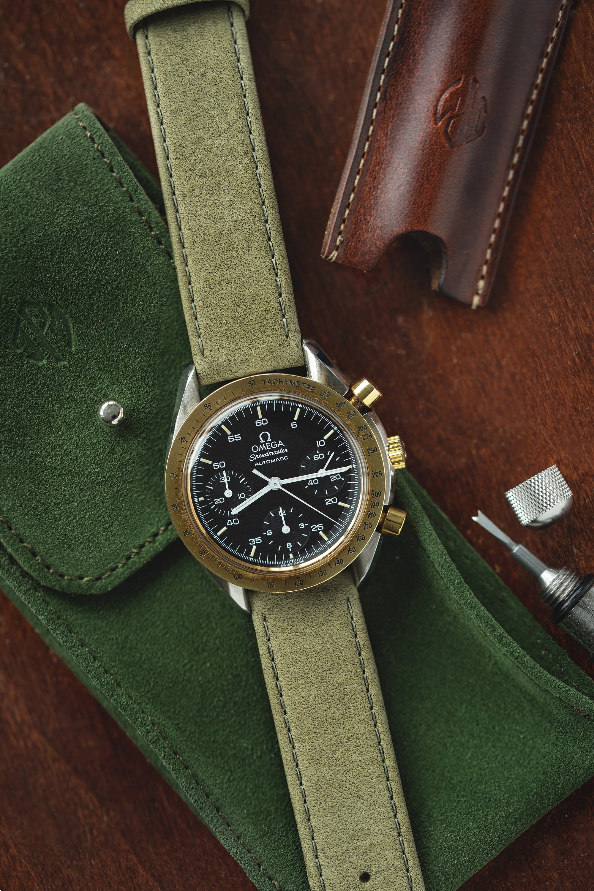 Di-Modell NATURAL Anti-Allergic Leather Watch Strap in GREEN - Image 2