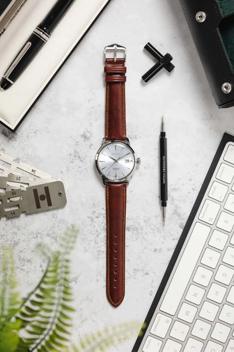 Hirsch ASCOT English Leather Watch Strap in GOLD BROWN - Image 6