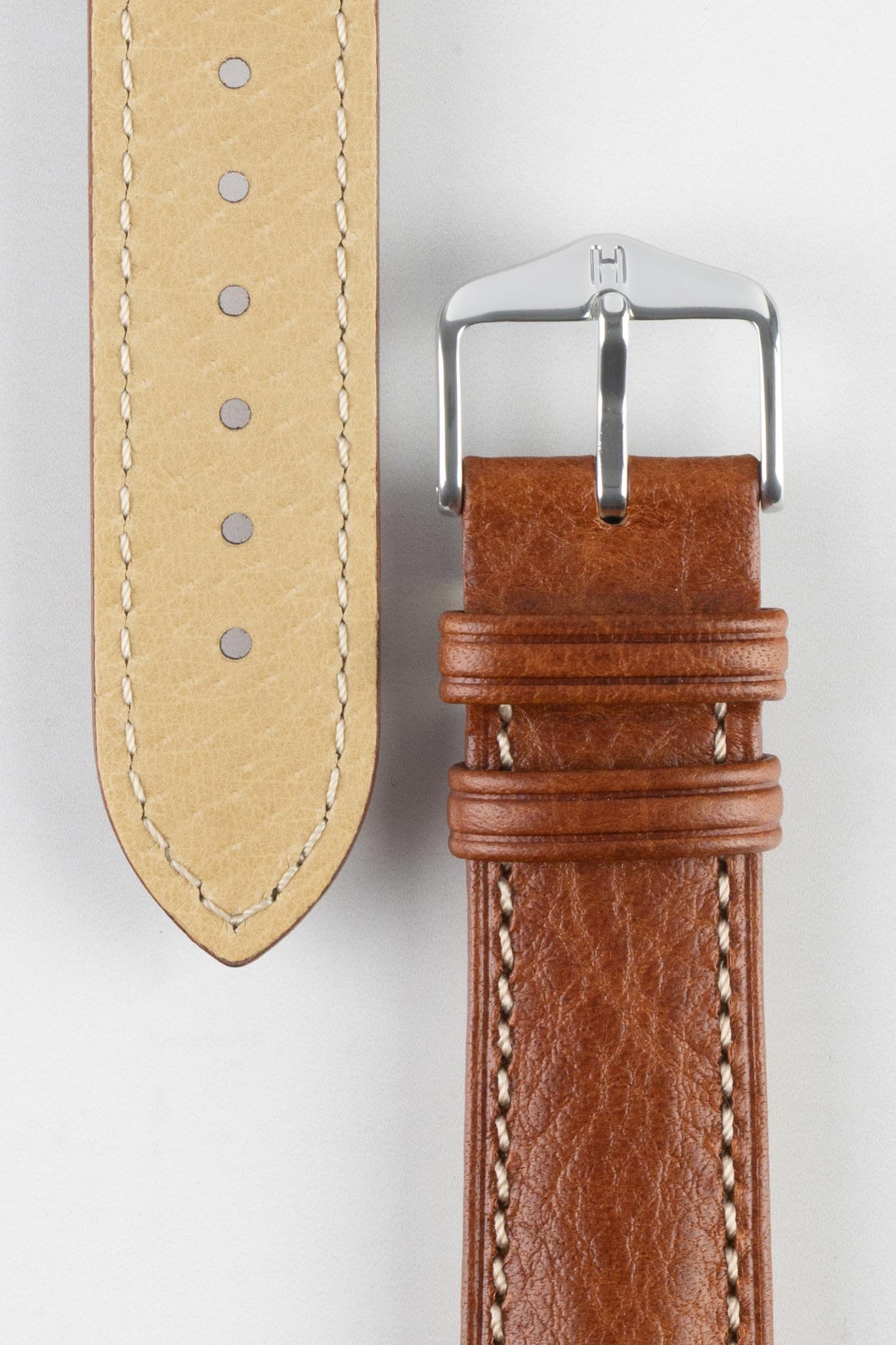 Hirsch BOSTON NQR Buffalo Calfskin Leather Watch Strap in GOLD BROWN - Image 3