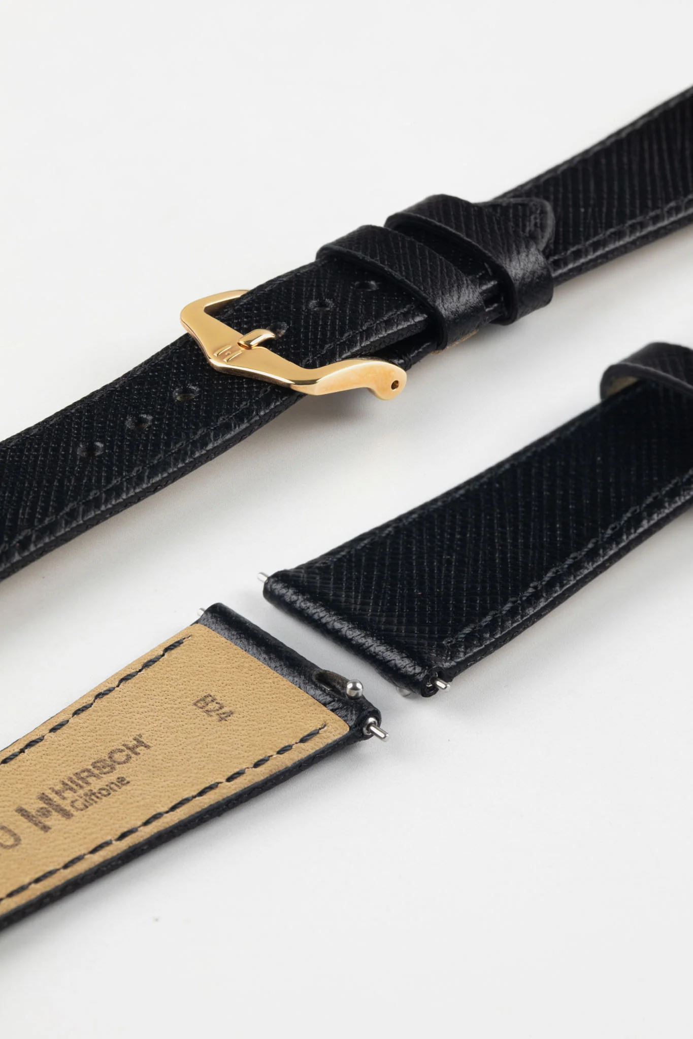 Hirsch GIFFONE Calf Leather Watch Strap in BLACK - Image 9