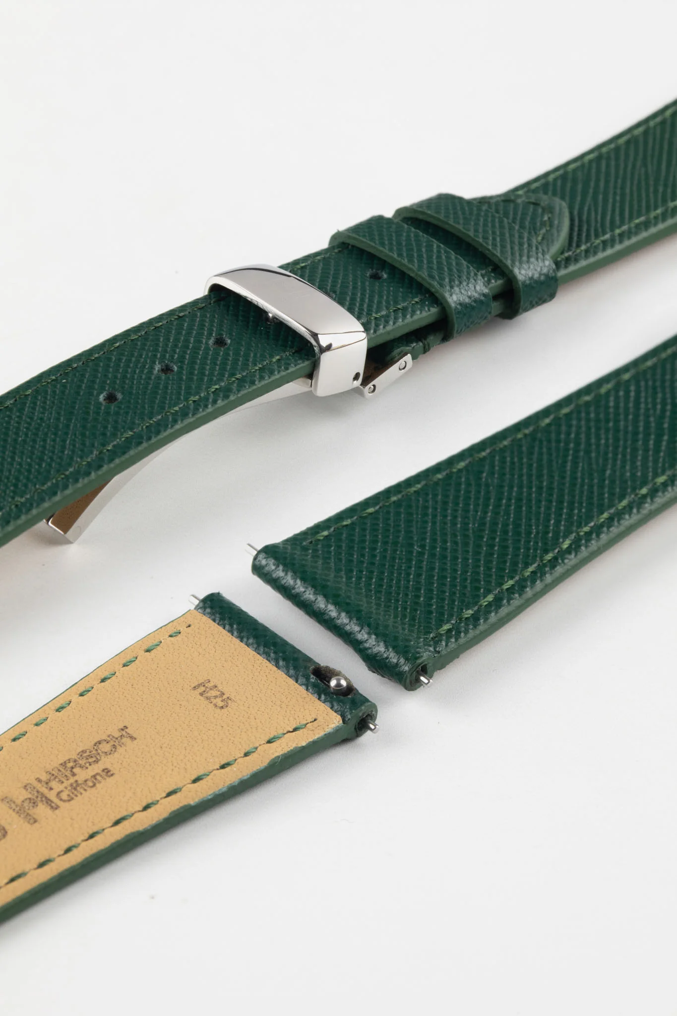 Hirsch GIFFONE Calf Leather Watch Strap in DARK GREEN - Image 10