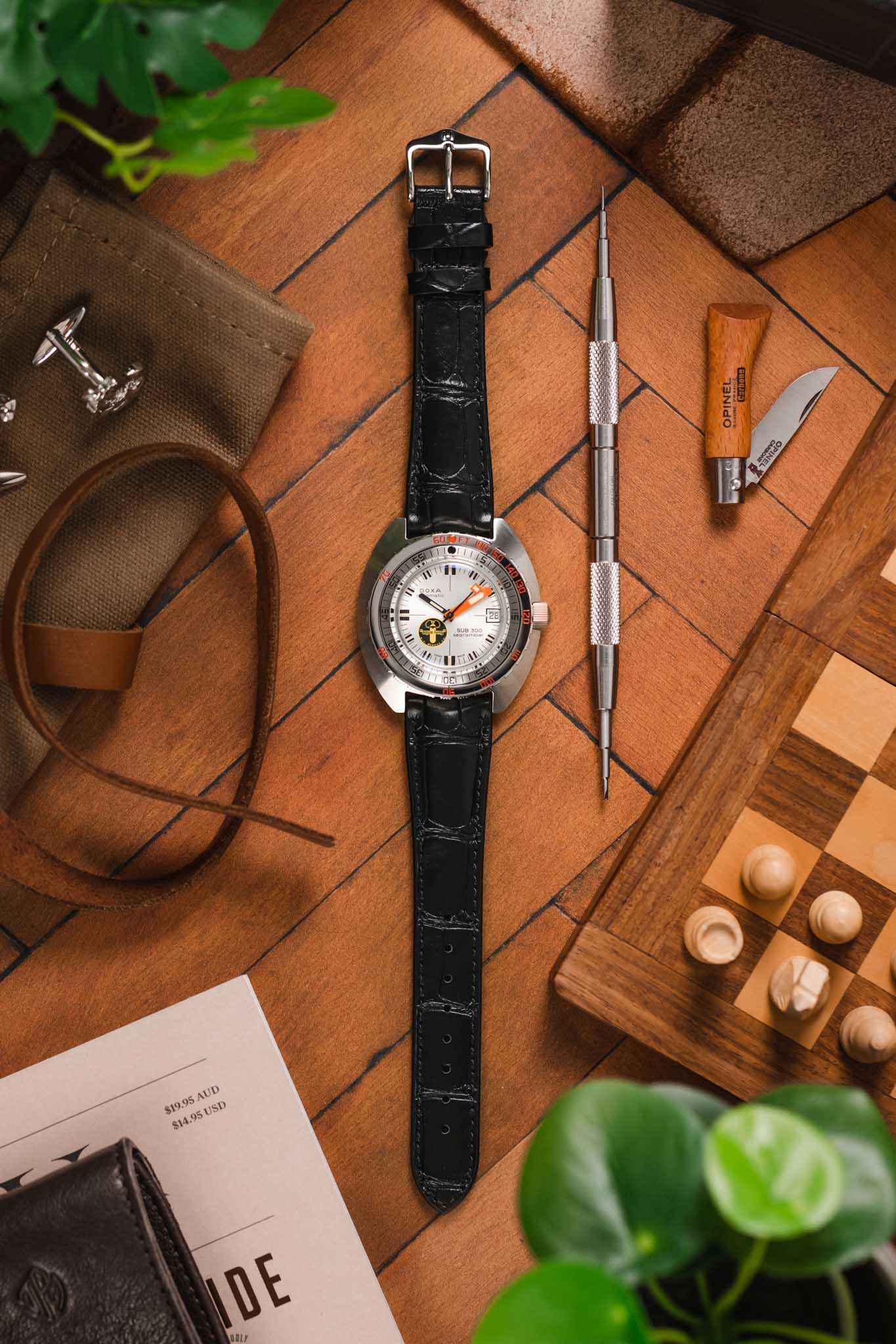 Hirsch IAN Louisiana Alligator Leather Performance Watch Strap - BLACK - Image 6