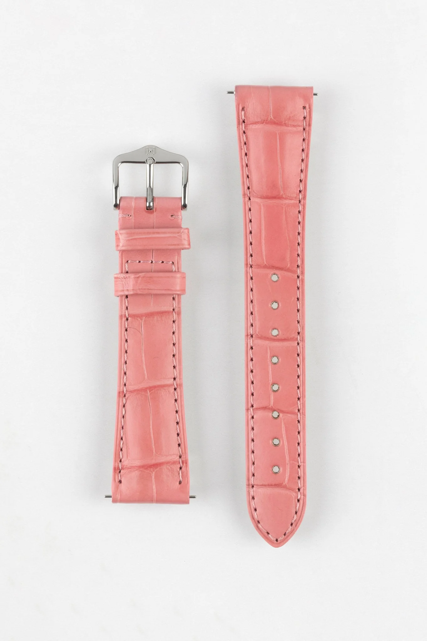 Hirsch LONDON Matt Alligator Leather Watch Strap in PINK