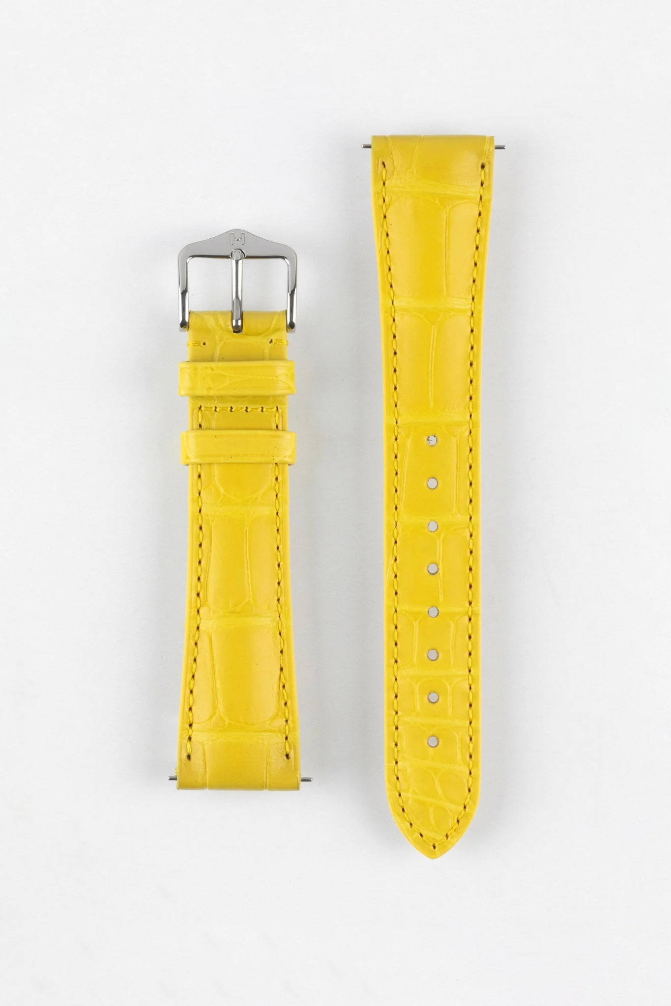 Hirsch LONDON Matt Alligator Leather Watch Strap in YELLOW