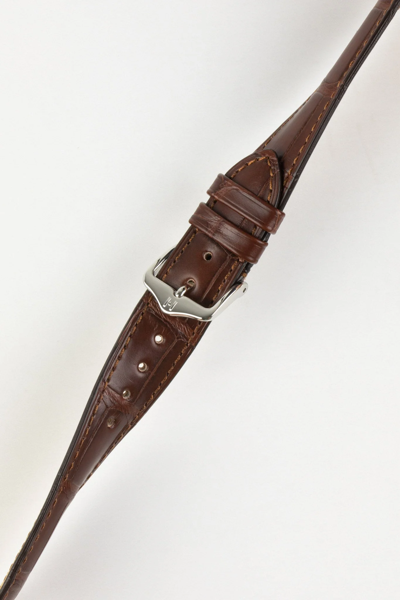 Hirsch LONDON NQR Matt Alligator Leather Watch Strap in BROWN - Image 3