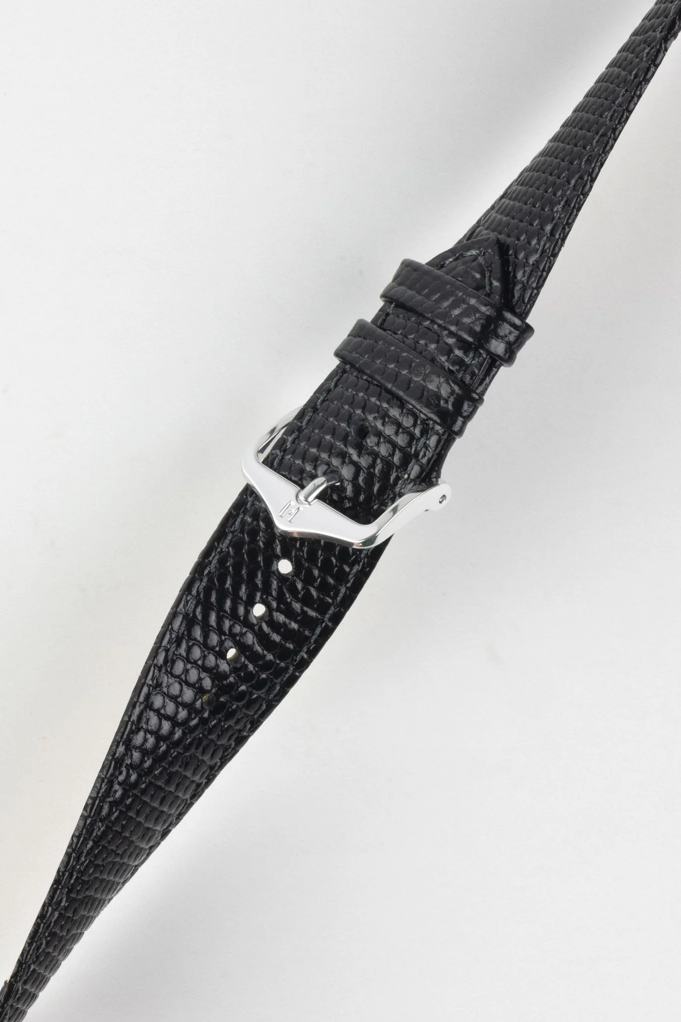 Hirsch Rainbow Lizard Embossed Quick-Release Leather Watch Strap in Black - Image 5