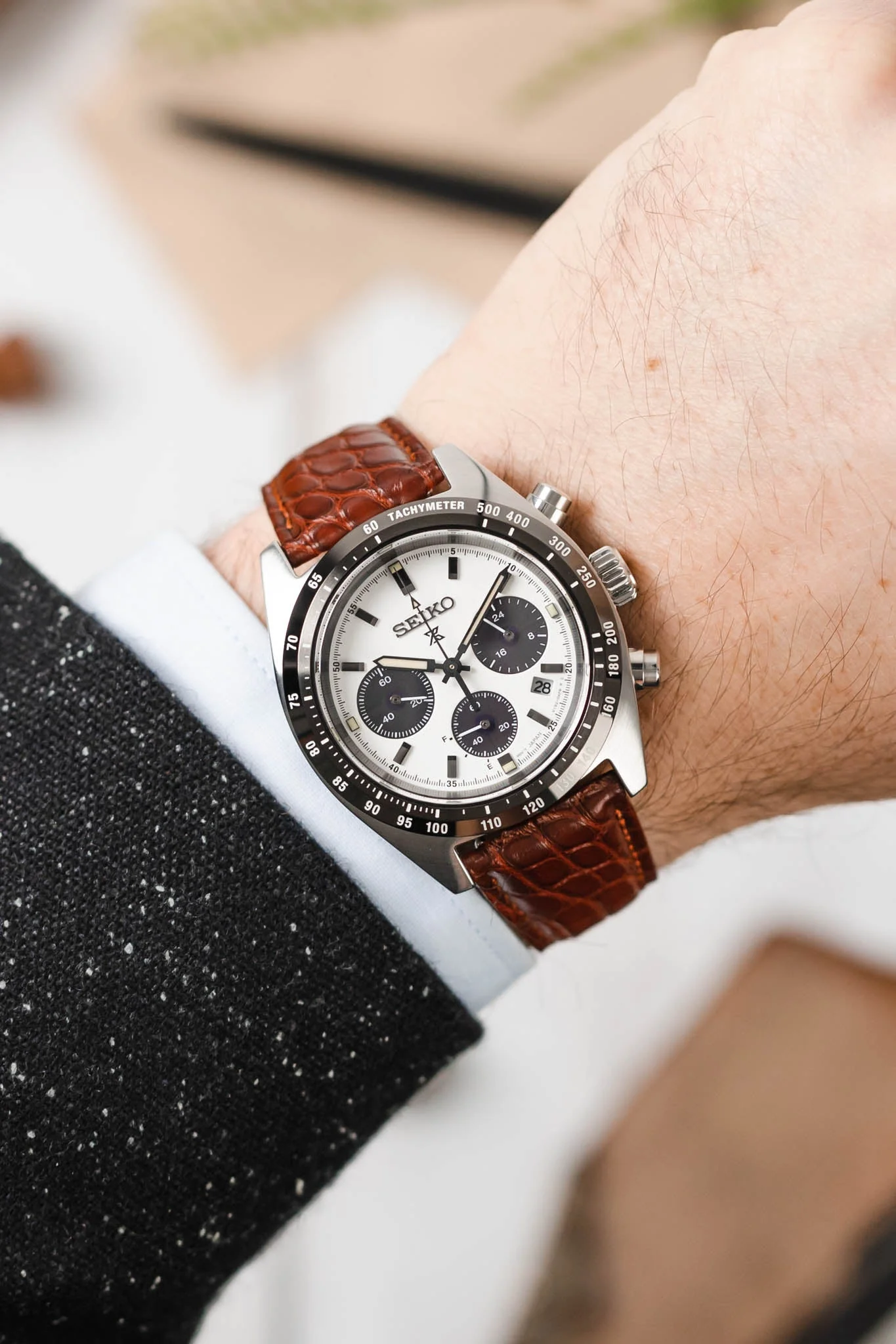 Hirsch REGENT Genuine Alligator Leather Watch Strap in GOLD BROWN - Image 2