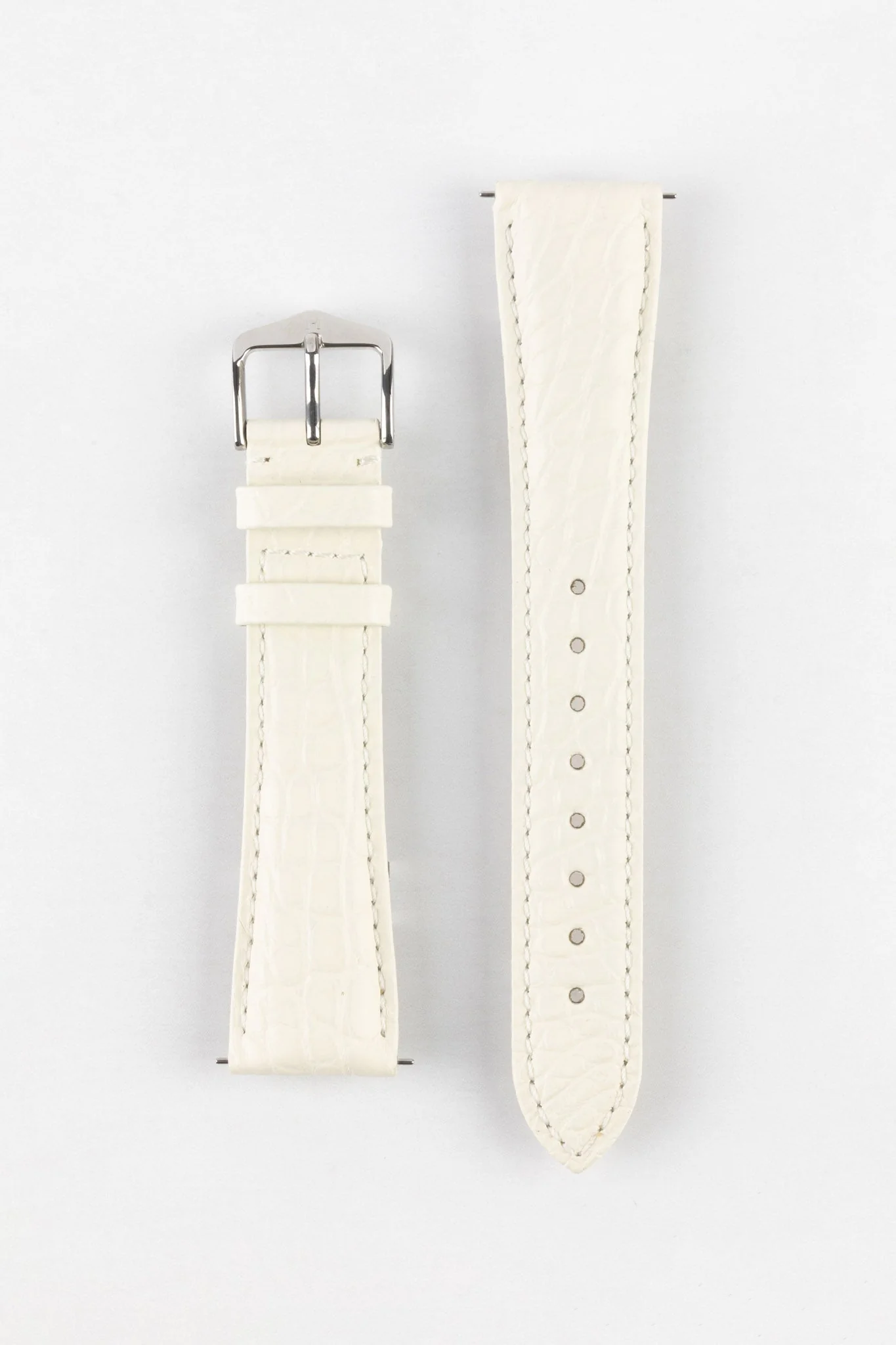Hirsch REGENT Genuine Alligator Leather Watch Strap in WHITE