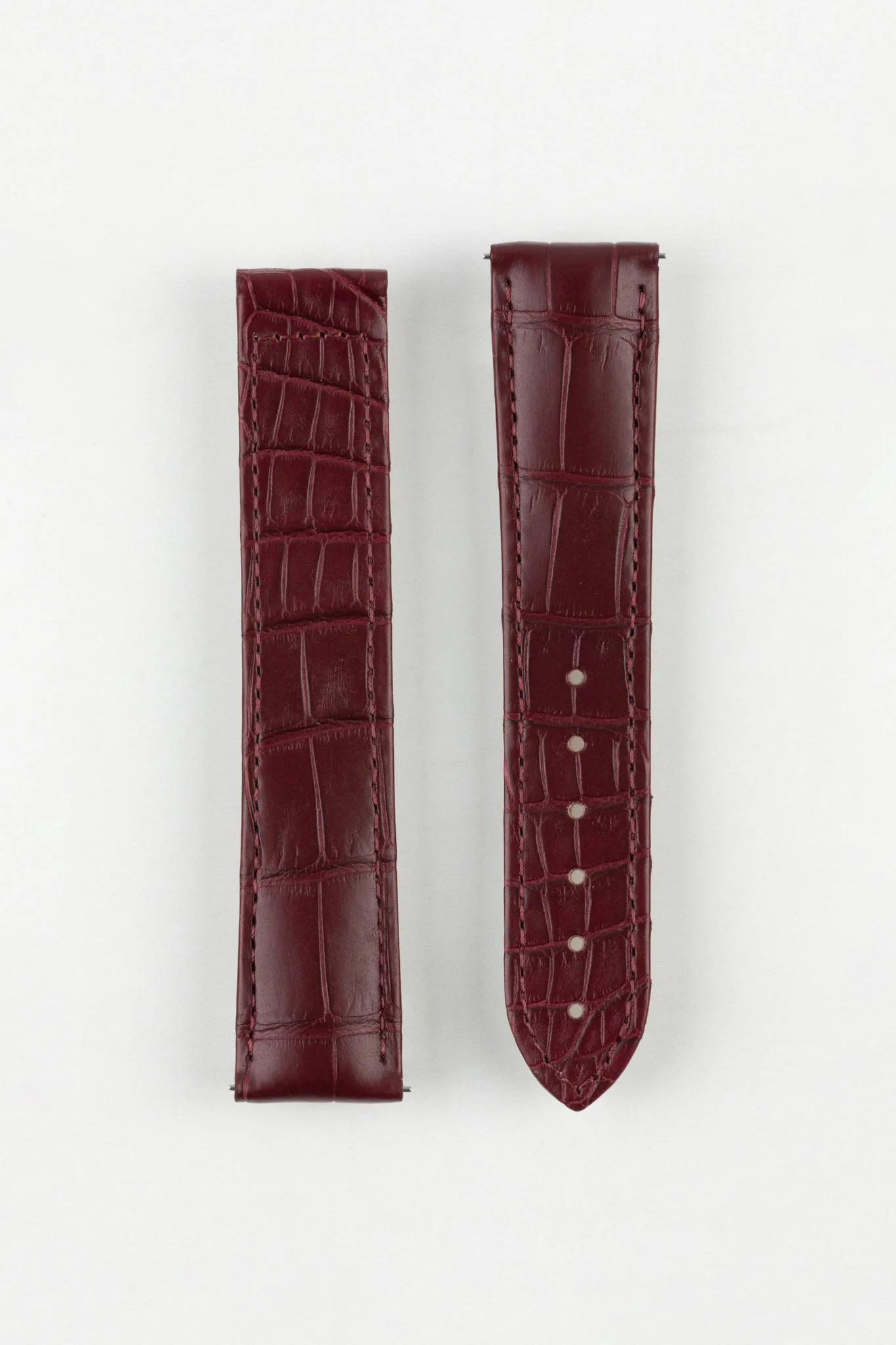 Hirsch VOYAGER Alligator Deployment Watch Strap in BURGUNDY