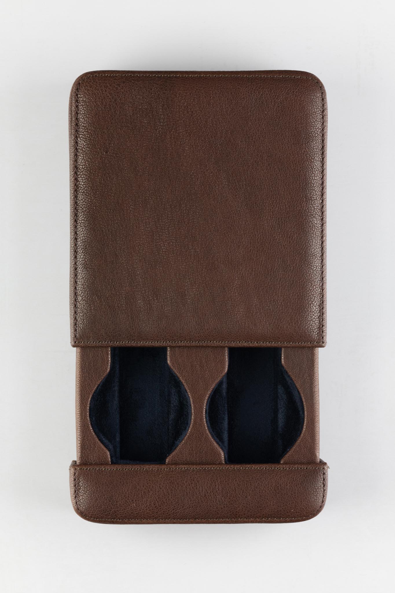 JPM 2-Watch Leather Sliding Storage Case in AGED BROWN