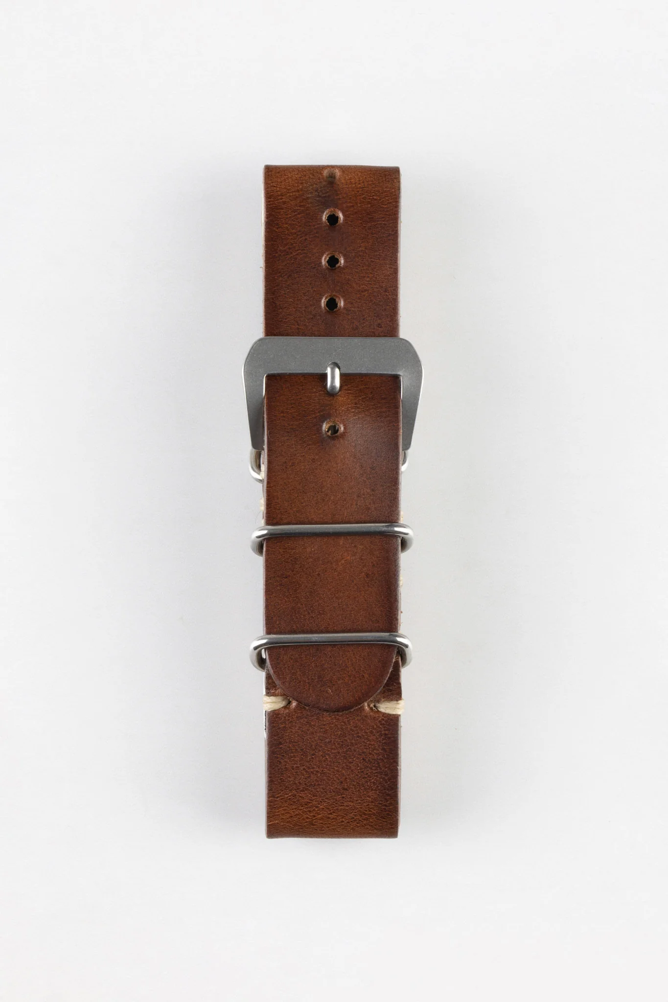 JPM Italian Leather One-Piece Watch Strap in DISTRESSED BROWN