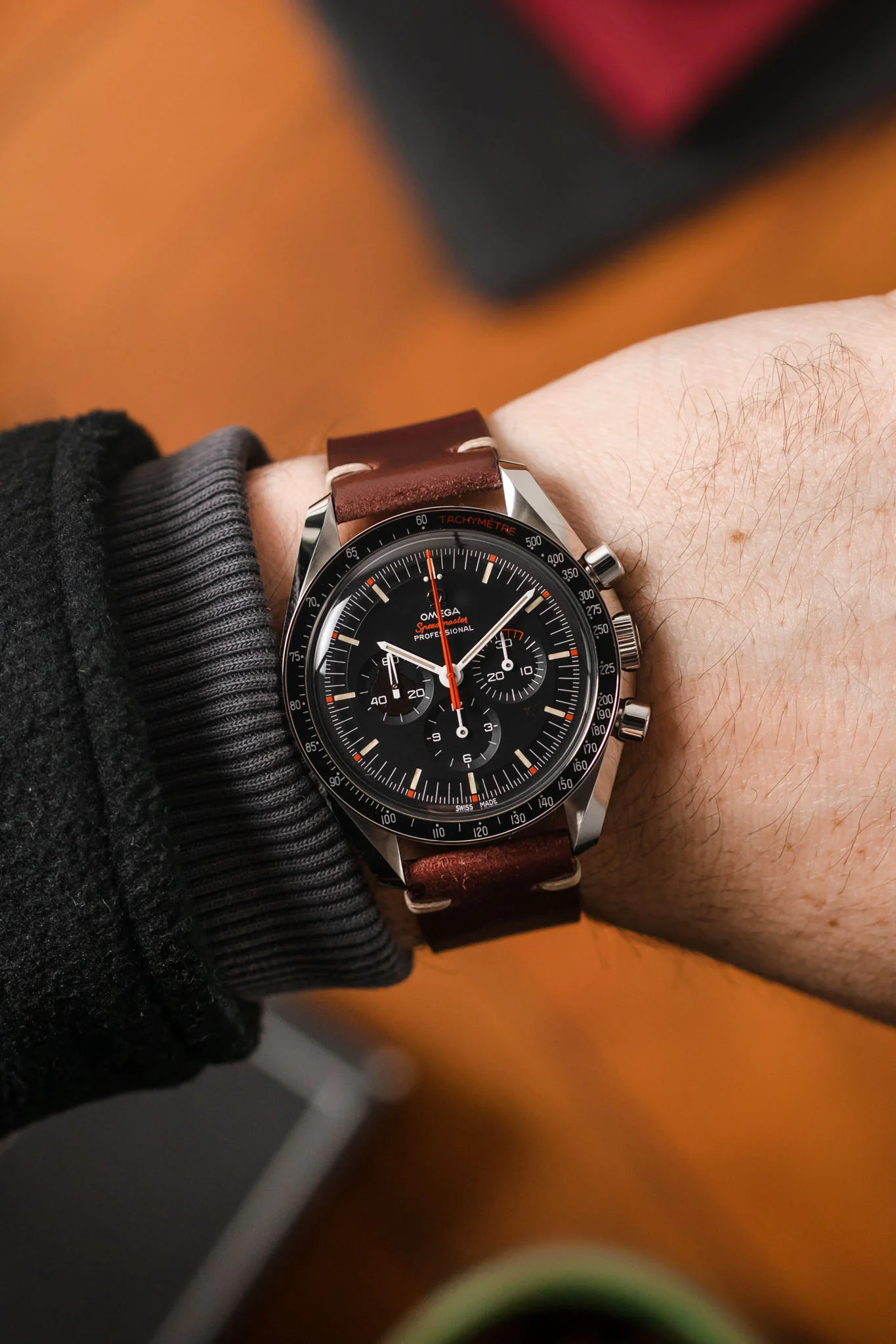JPM Italian Shell Cordovan Watch Strap in BURGUNDY - Image 2
