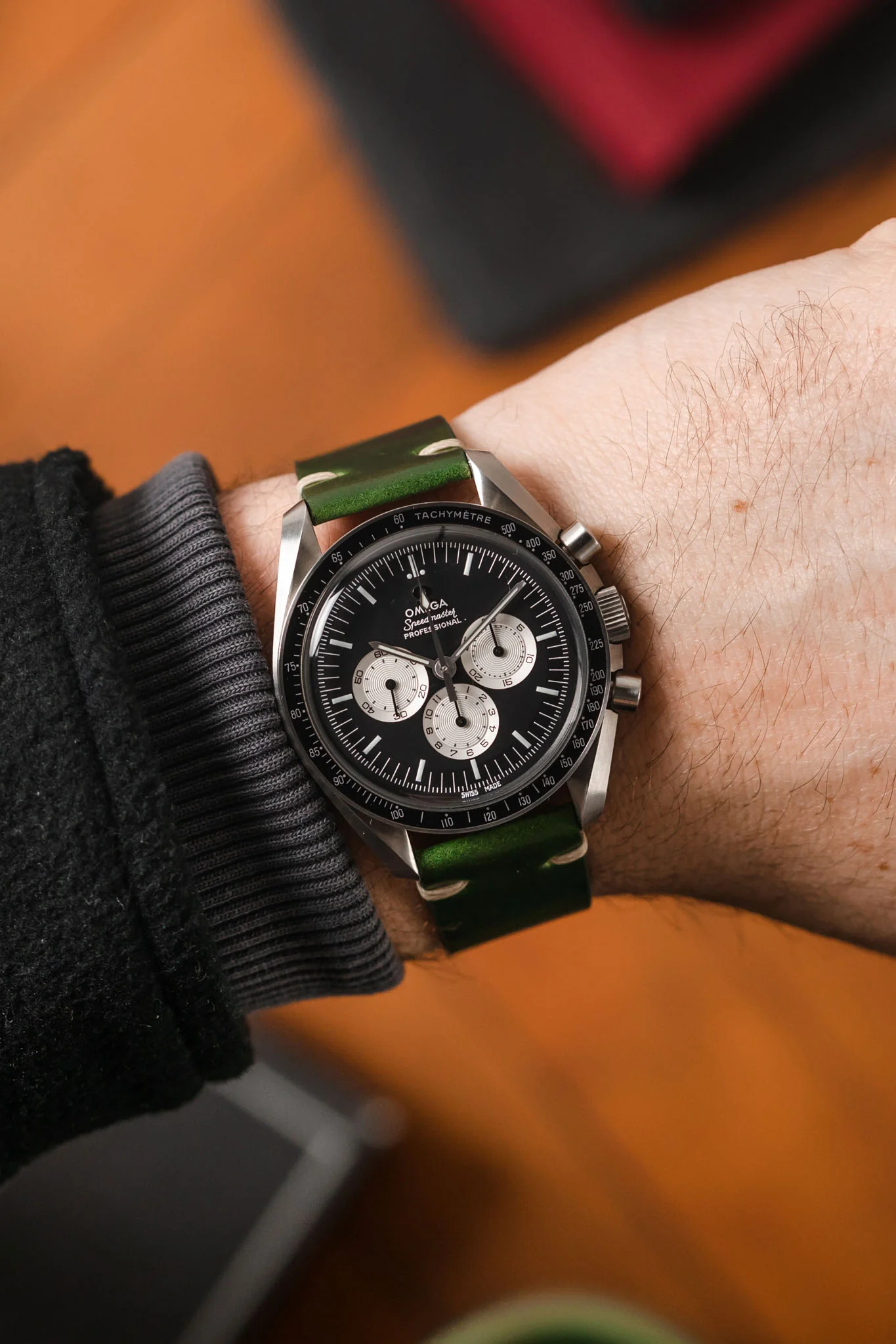 JPM Italian Shell Cordovan Watch Strap in GREEN - Image 2