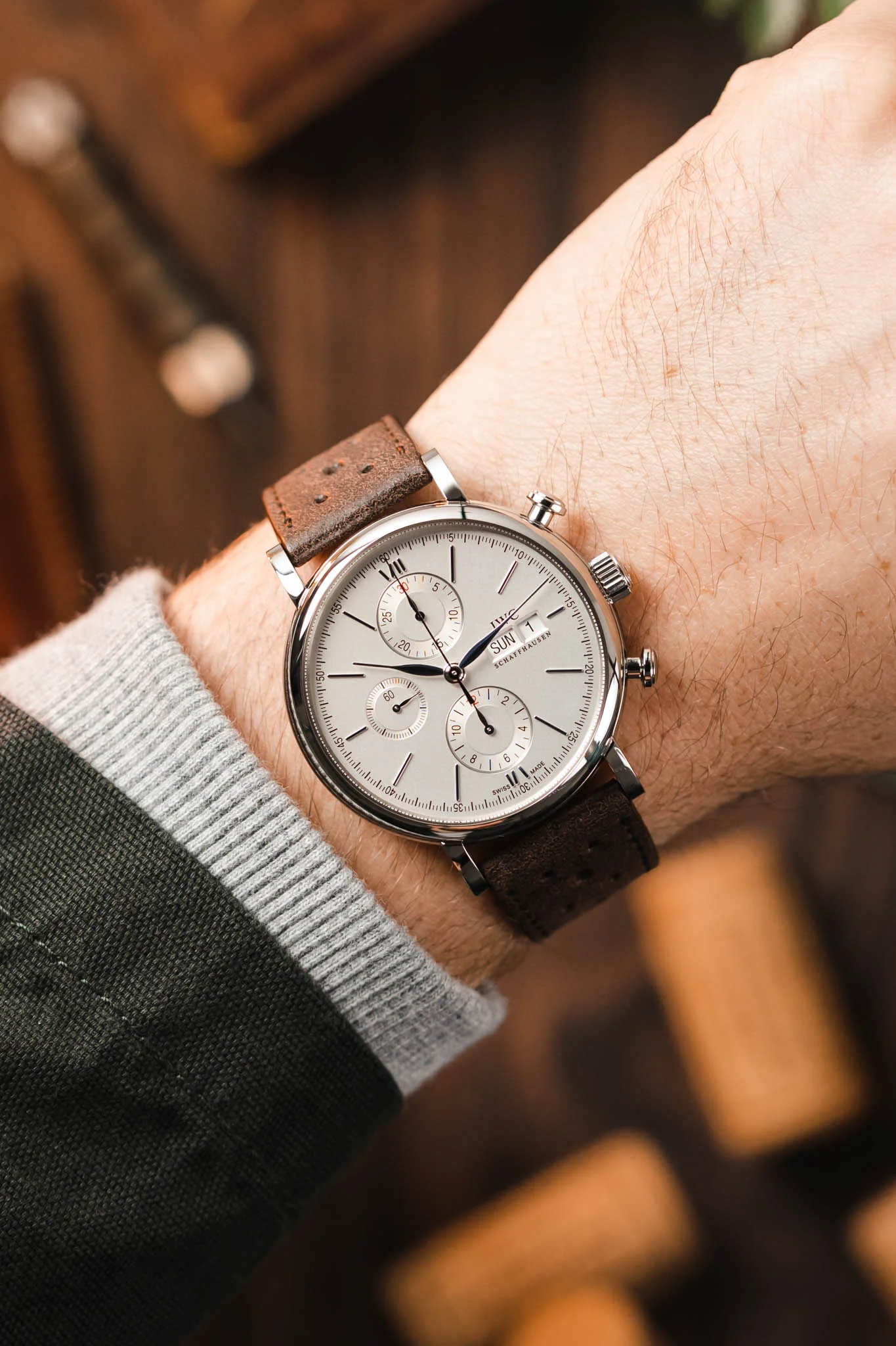 JPM Italian Vintage Leather Racing Watch Strap in WALNUT - Image 2