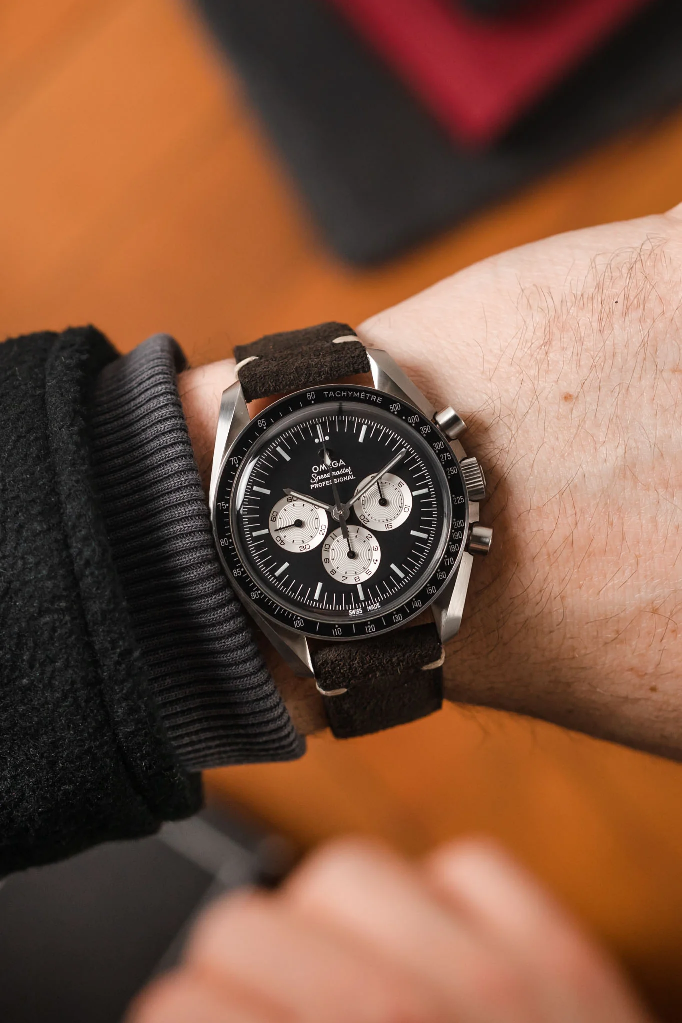 JPM Italian Vintage Suede Leather Watch Strap in CHARCOAL - Image 2