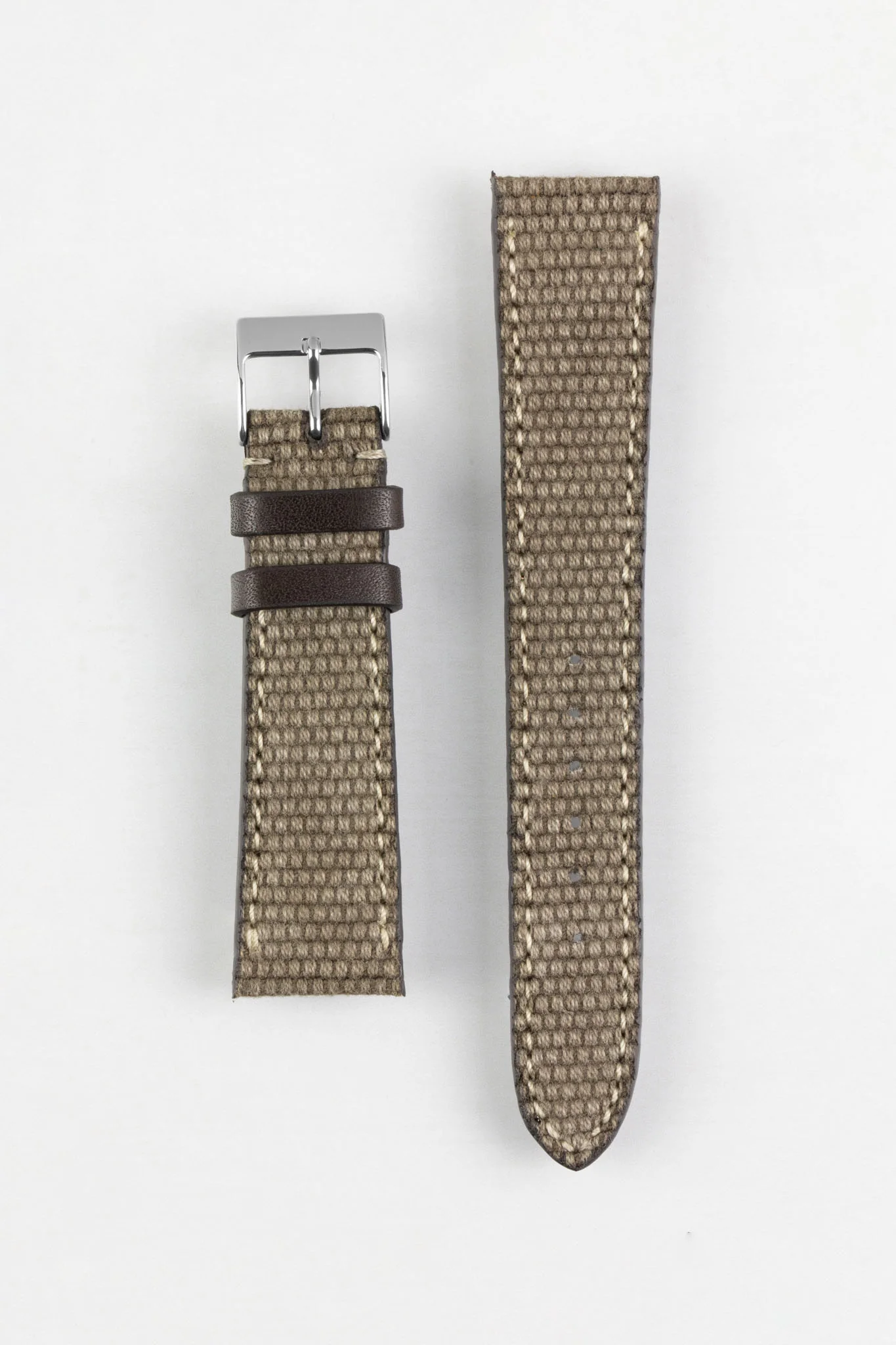 JPM Vintage Canvas Watch Strap with Leather Keepers - GREY