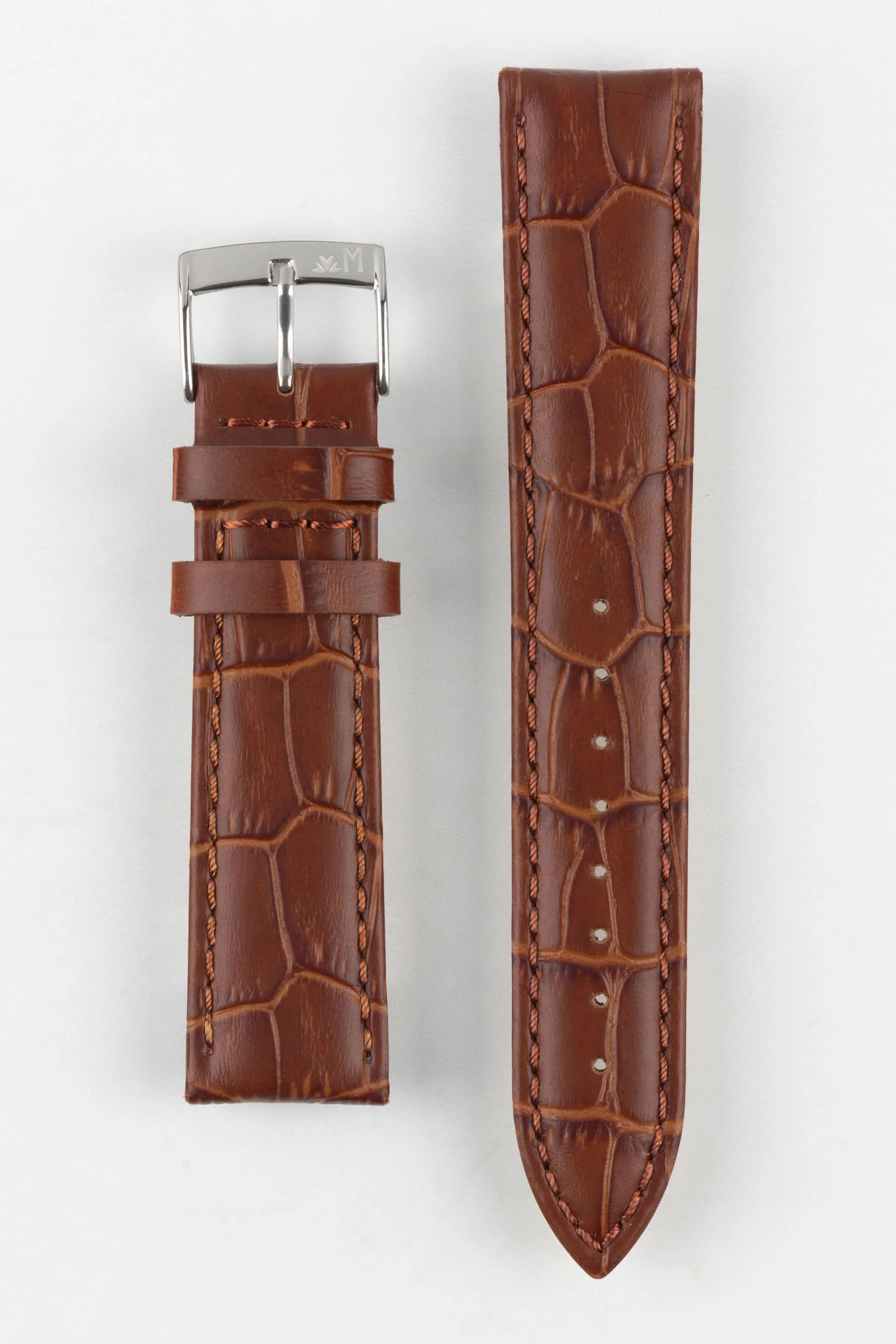 Morellato BOLLE Alligator-Embossed Calfskin Leather Watch Strap in GOLD BROWN - Image 9