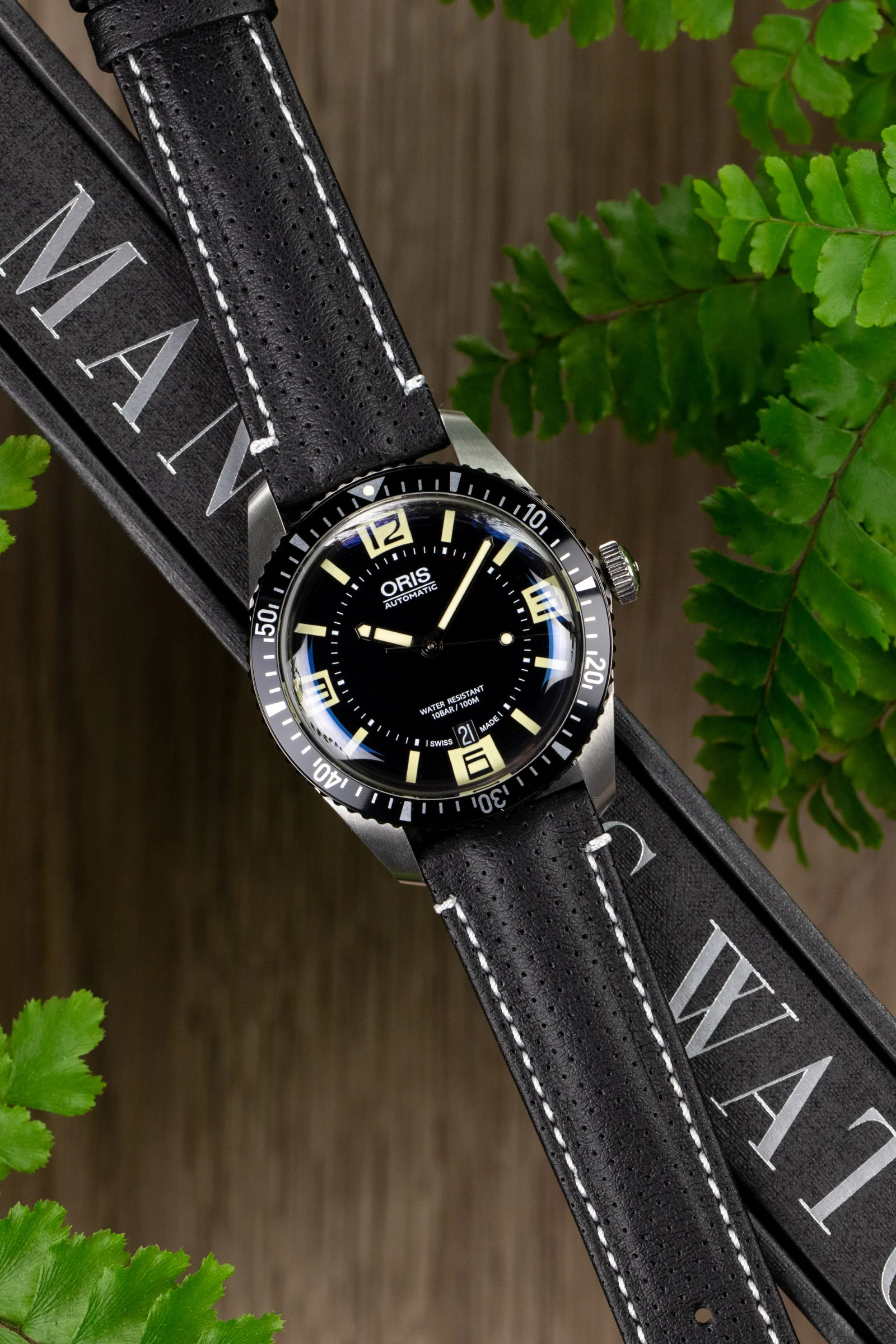 Morellato RACE Motorsport Microfibre Watch Strap in BLACK with WHITE Stitch - Image 2