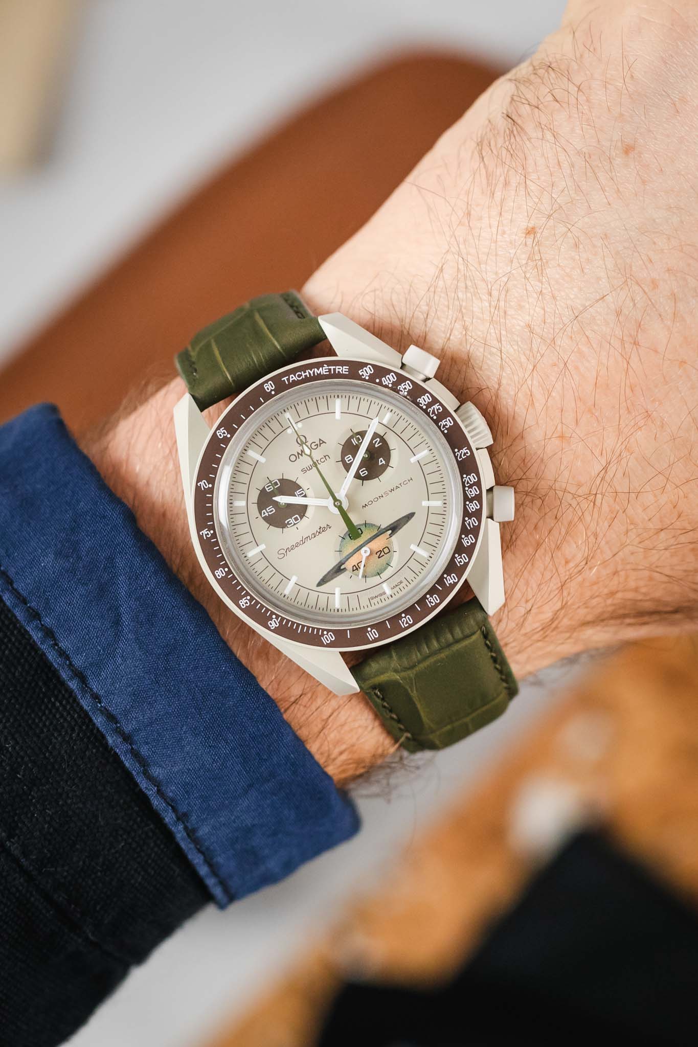 Morellato SOCCER Alligator-Embossed Calfskin Leather Watch Strap in GREEN - Image 2
