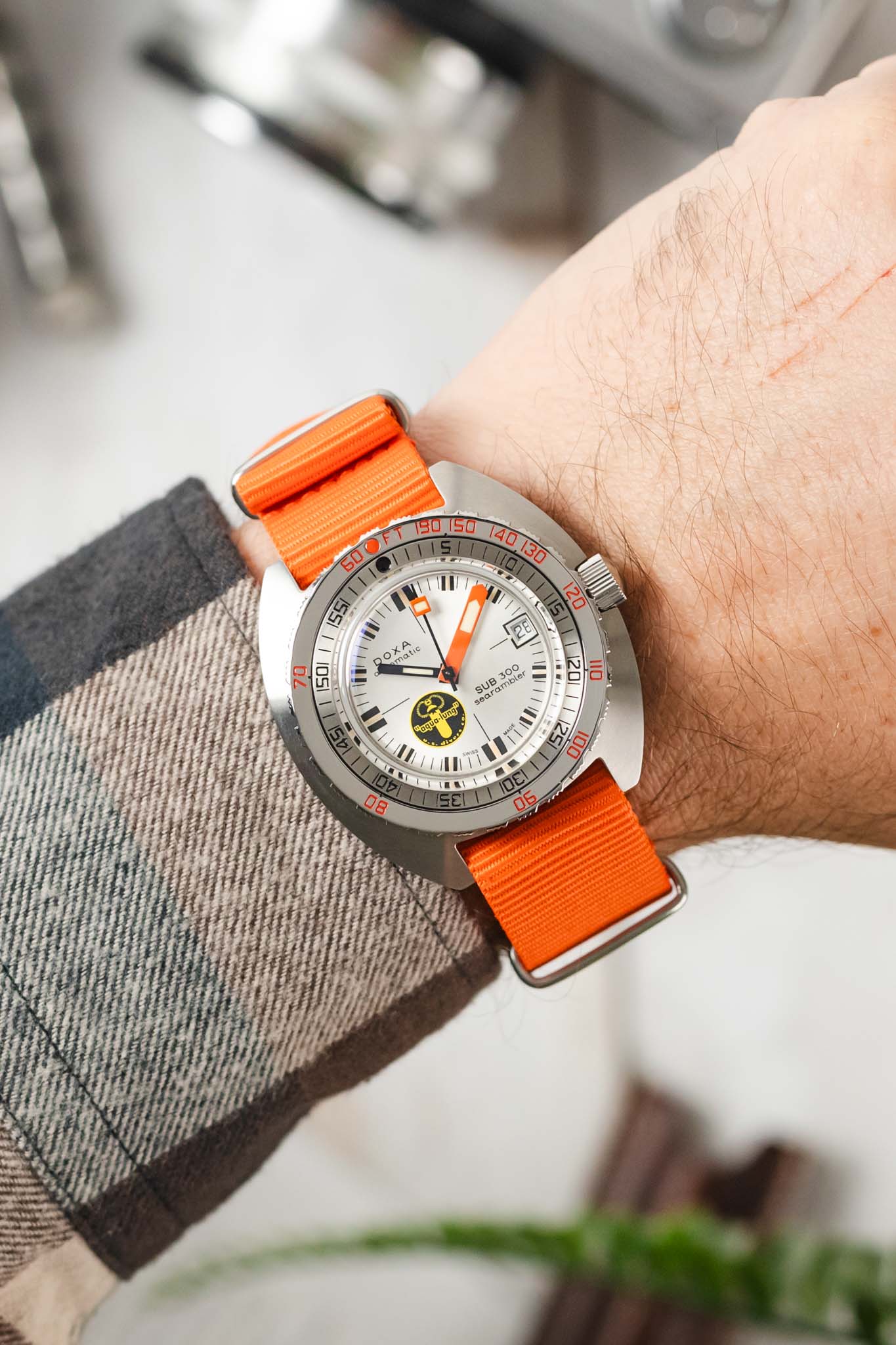 Nylon Watch Strap in ORANGE with Polished Buckle and Keepers - Image 2