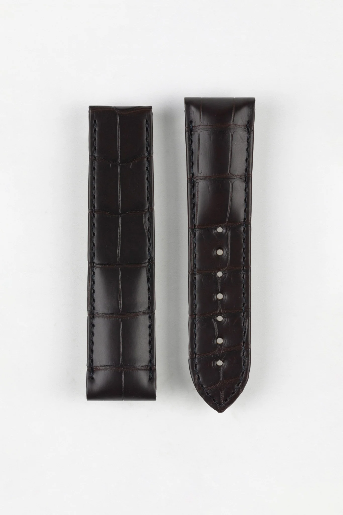 OMEGA 98000234 DeVille Hour Vision Genuine Alligator 22mm Deployment Watch Strap in DARK BROWN