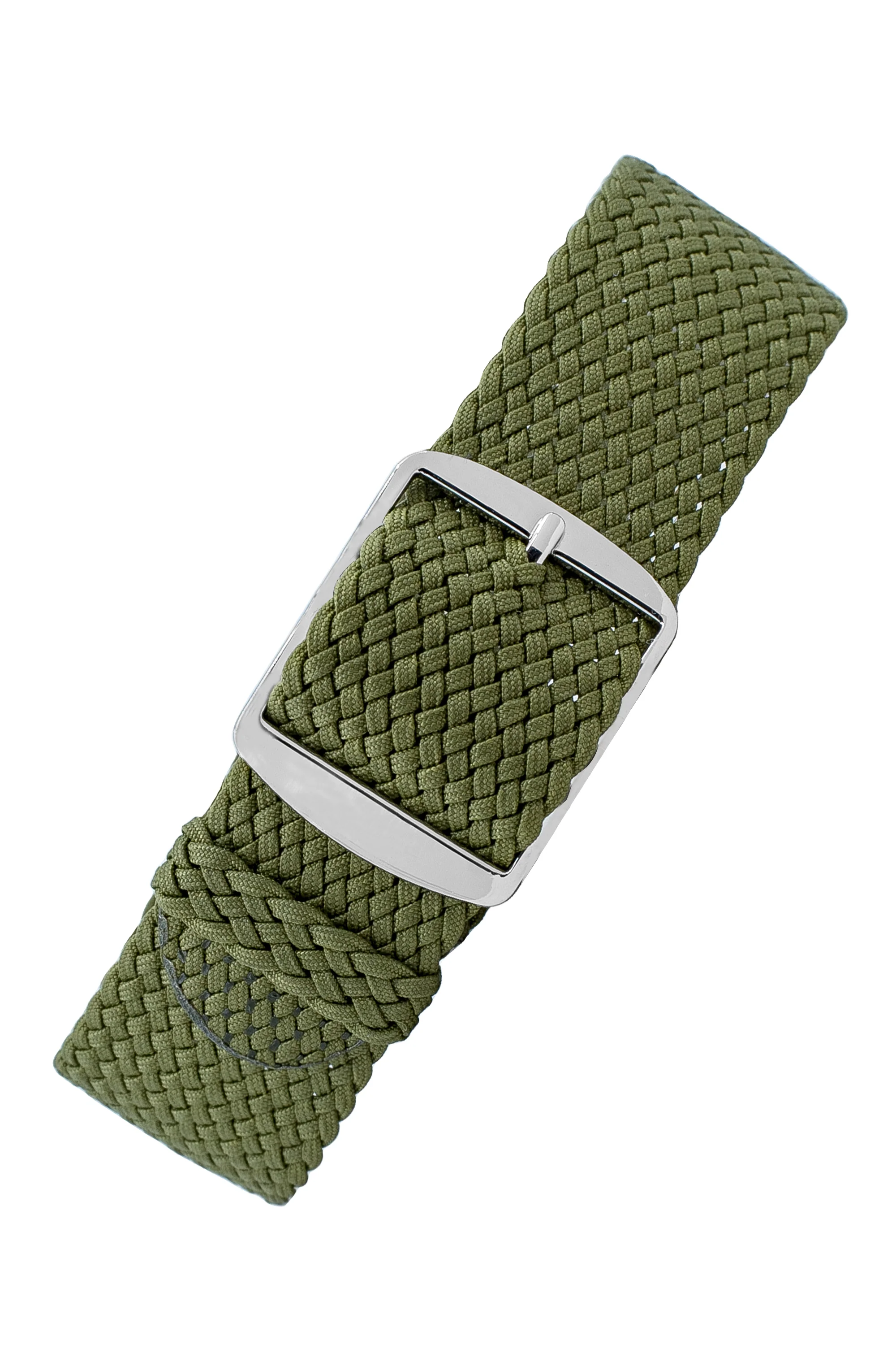 PERLON Braided One Piece Watch Strap & Buckle in MILITARY GREEN