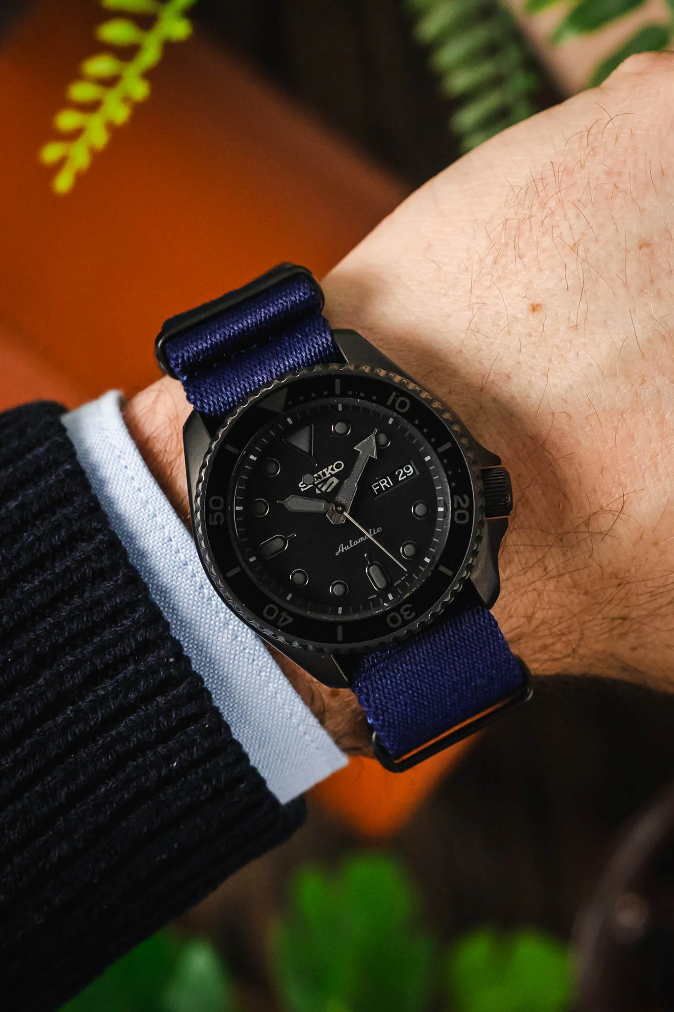 Premium Nylon Watch Strap in NAVY BLUE with Black PVD Hardware - Image 2