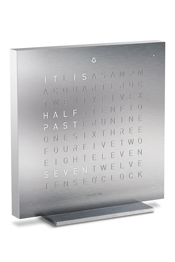QLOCKTWO TOUCH Aluminium Desk Clock with FULL METAL Steel Faceplate