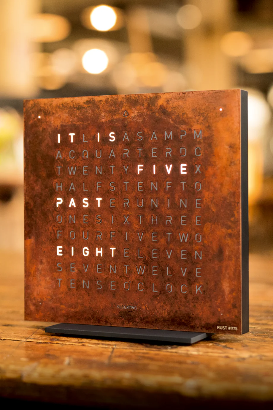 QLOCKTWO TOUCH Creator's Edition Aluminium Desk Clock with RUST Steel Faceplate - Image 2