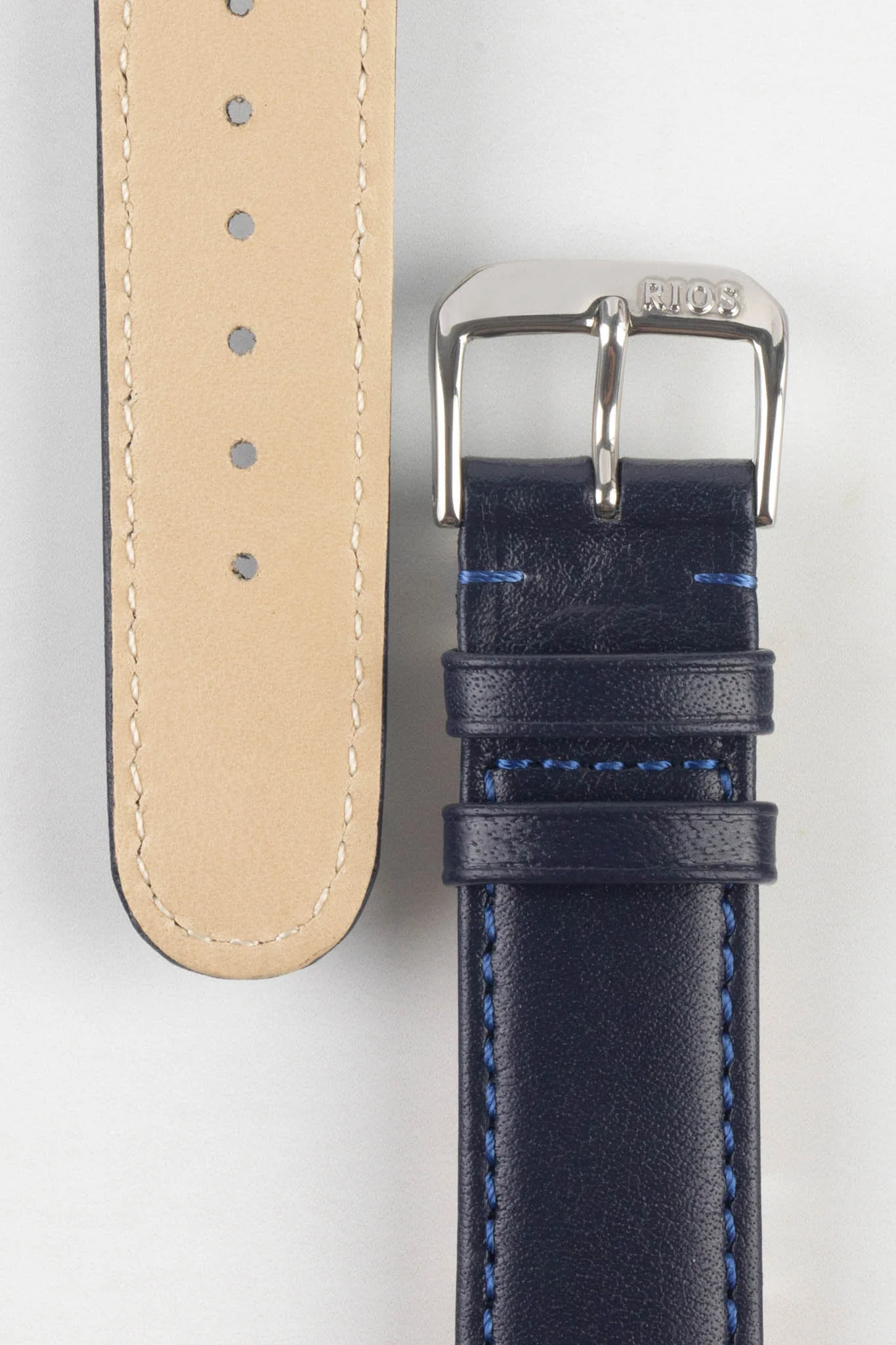 RIOS1931 ARIZONA Genuine Saddle Leather Hook-On Watch Strap in OCEAN BLUE - Image 3