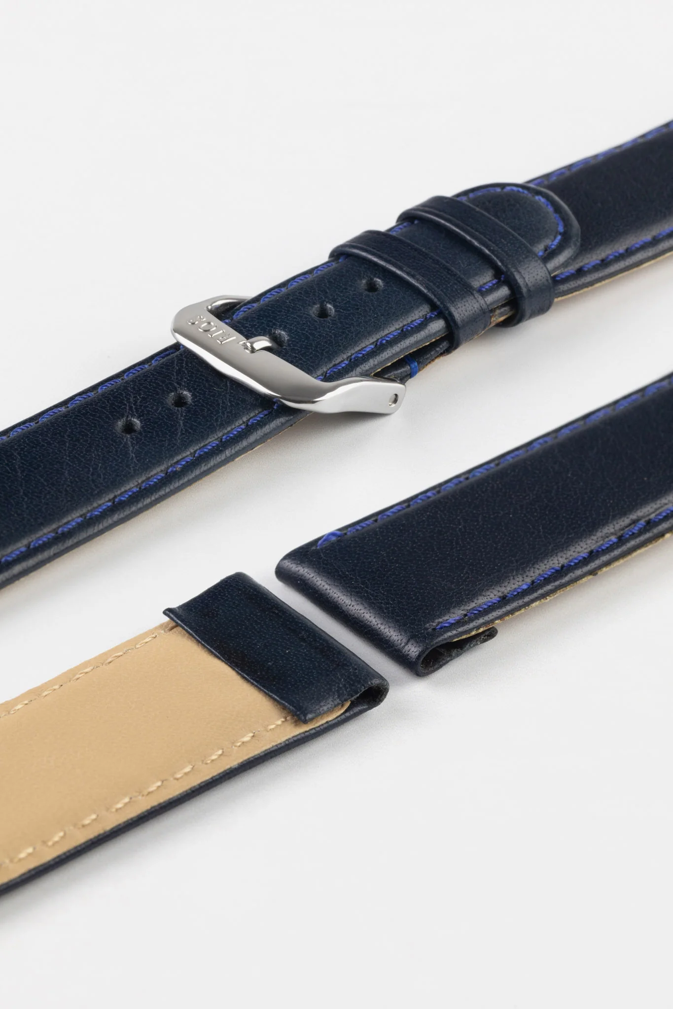 RIOS1931 ARIZONA Genuine Saddle Leather Hook-On Watch Strap in OCEAN BLUE - Image 7