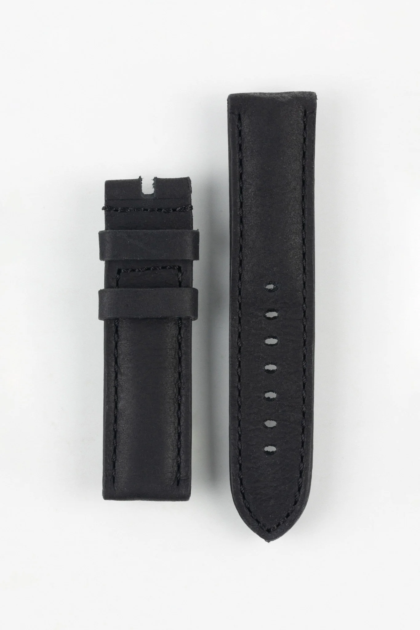 RIOS1931 DERBY Genuine Vintage Leather Watch Strap in BLACK