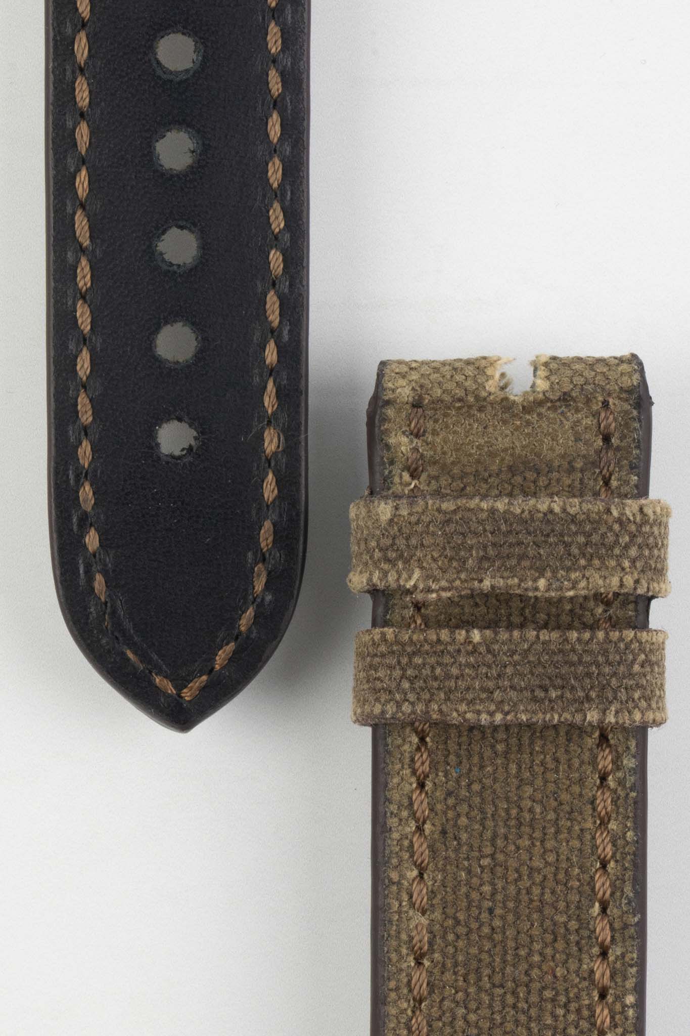RIOS1931 MARYLAND Genuine Vintage Canvas Watch Strap in MOCHA - Image 2
