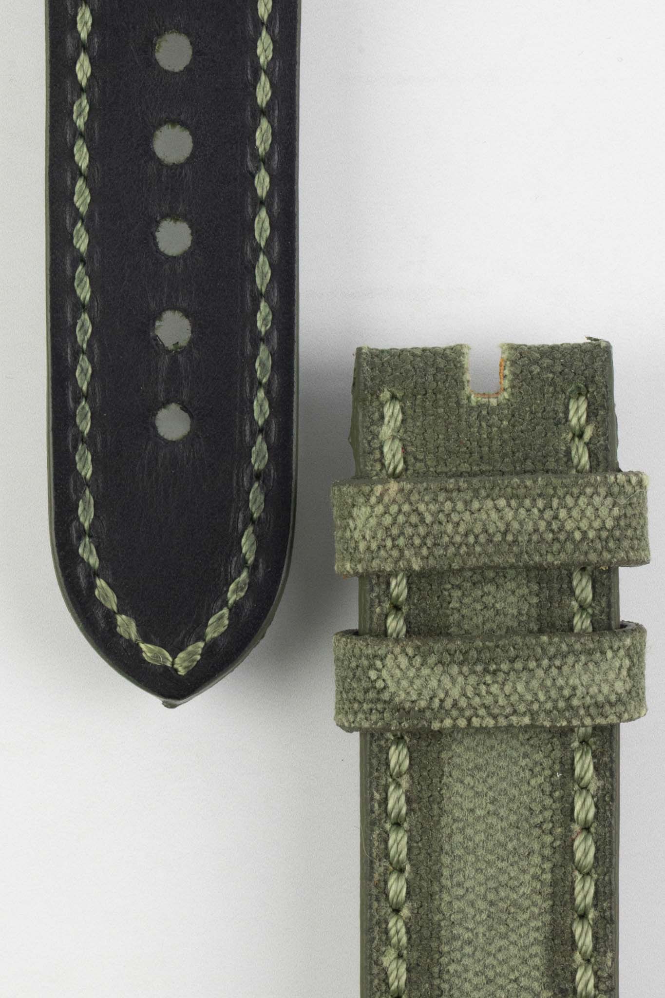 RIOS1931 MARYLAND Genuine Vintage Canvas Watch Strap in OLIVE DRAB - Image 2