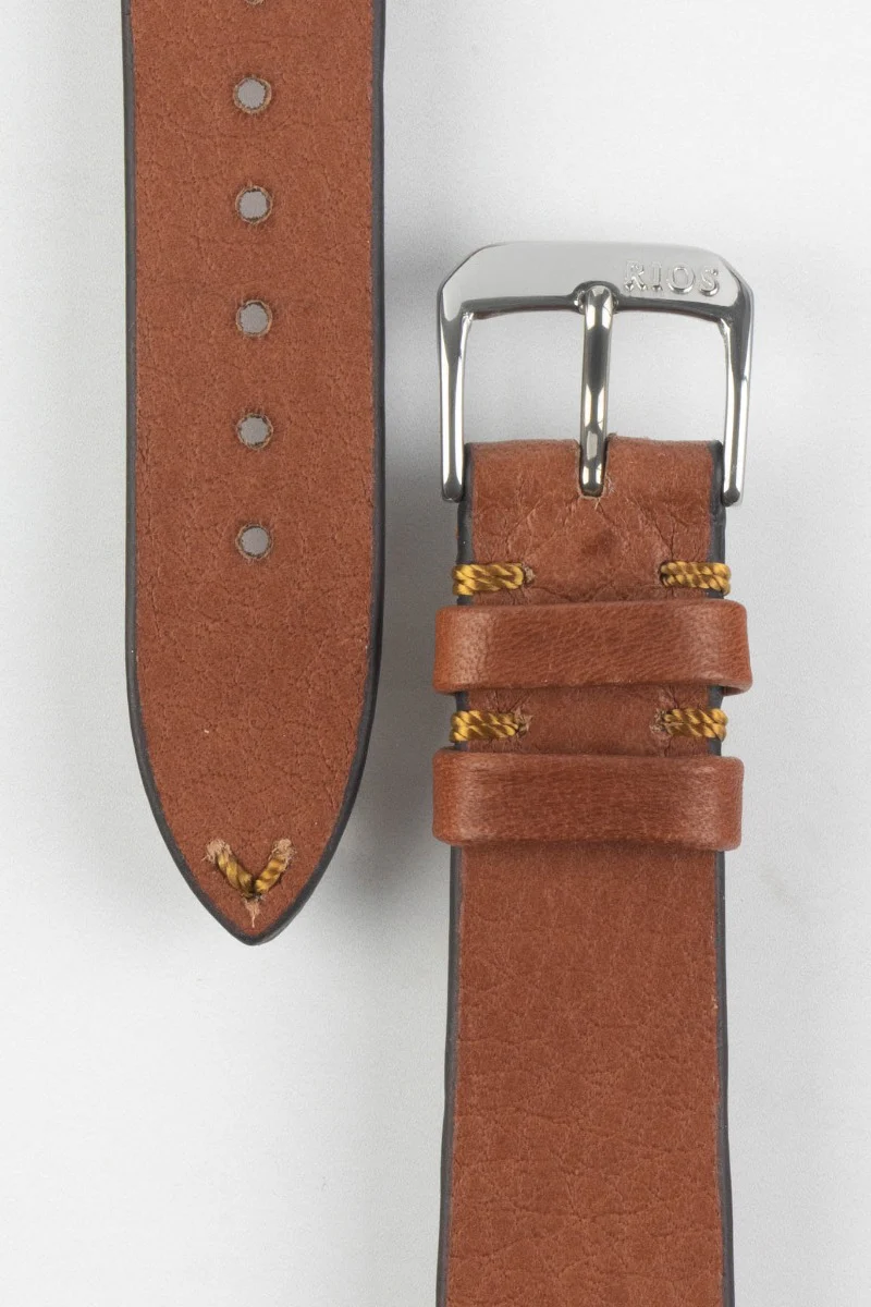 RIOS1931 MITTENWALD Retro Organic Leather Watch Strap in COGNAC - Image 2