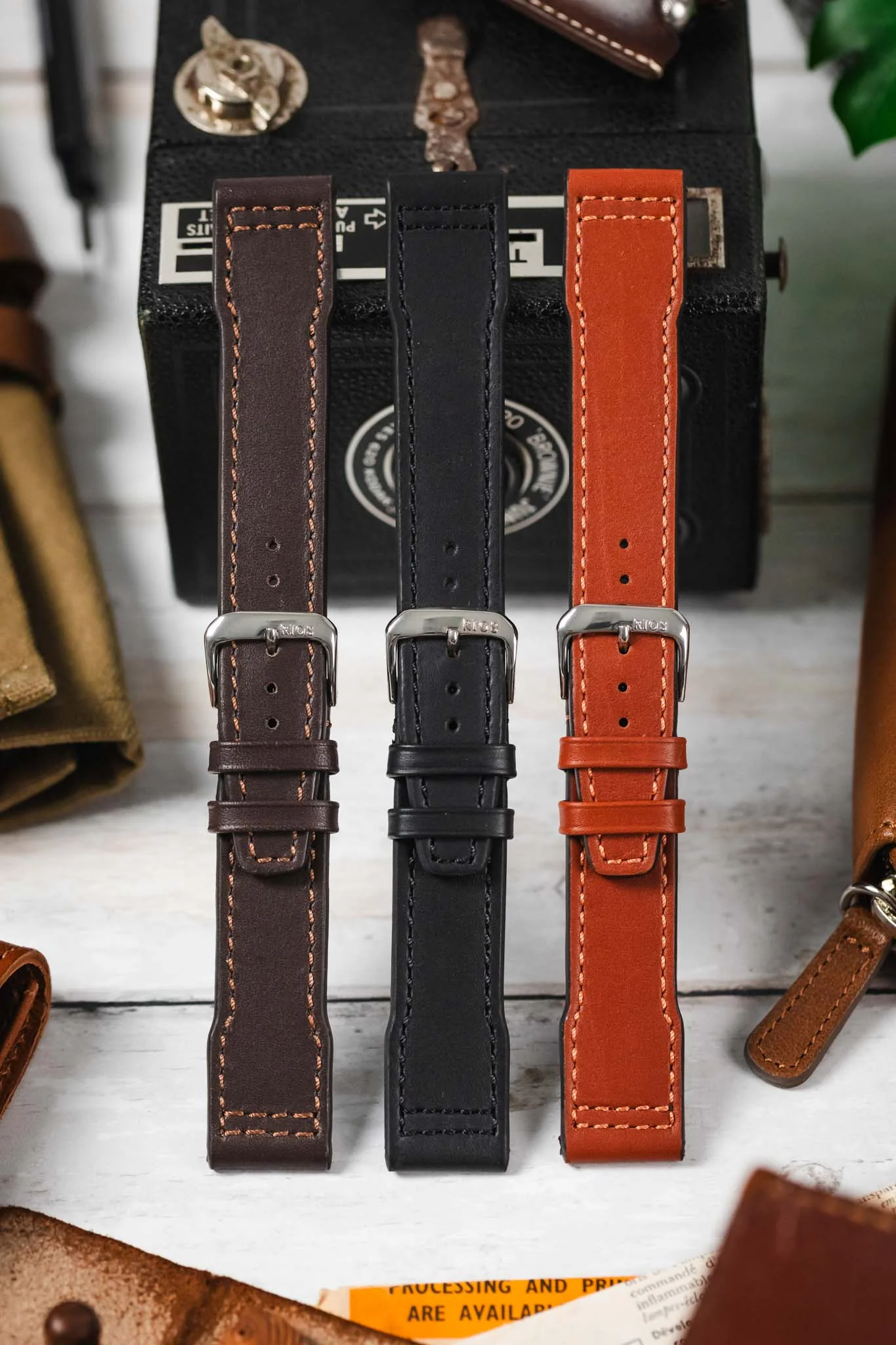 RIOS1931 SCIROCCO Genuine Calfskin Leather Watch Strap in Cognac - Image 3
