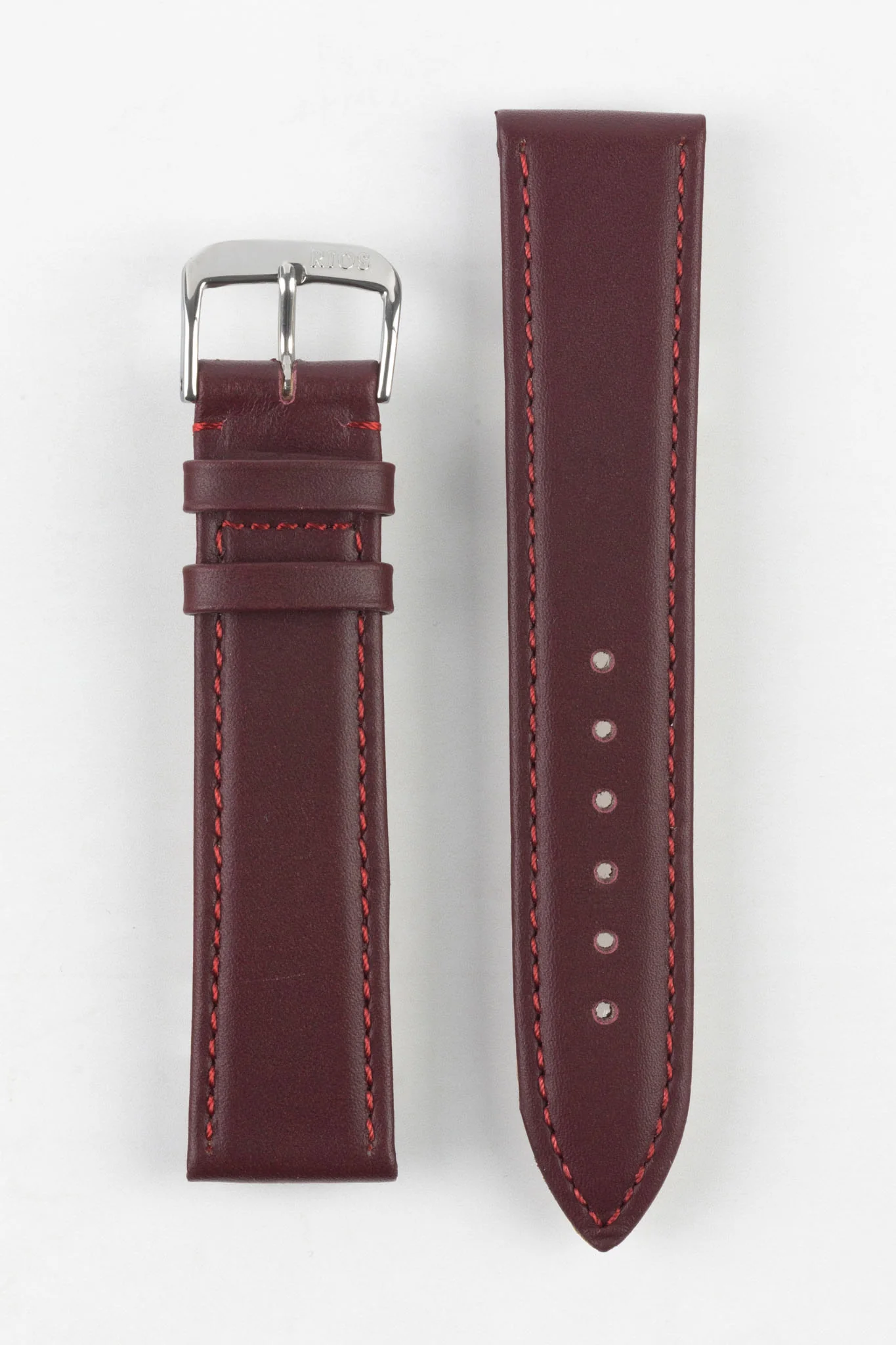 RIOS1931 TOSCANA Square-Padded Calfskin Leather Watch Strap in BURGUNDY - Image 10